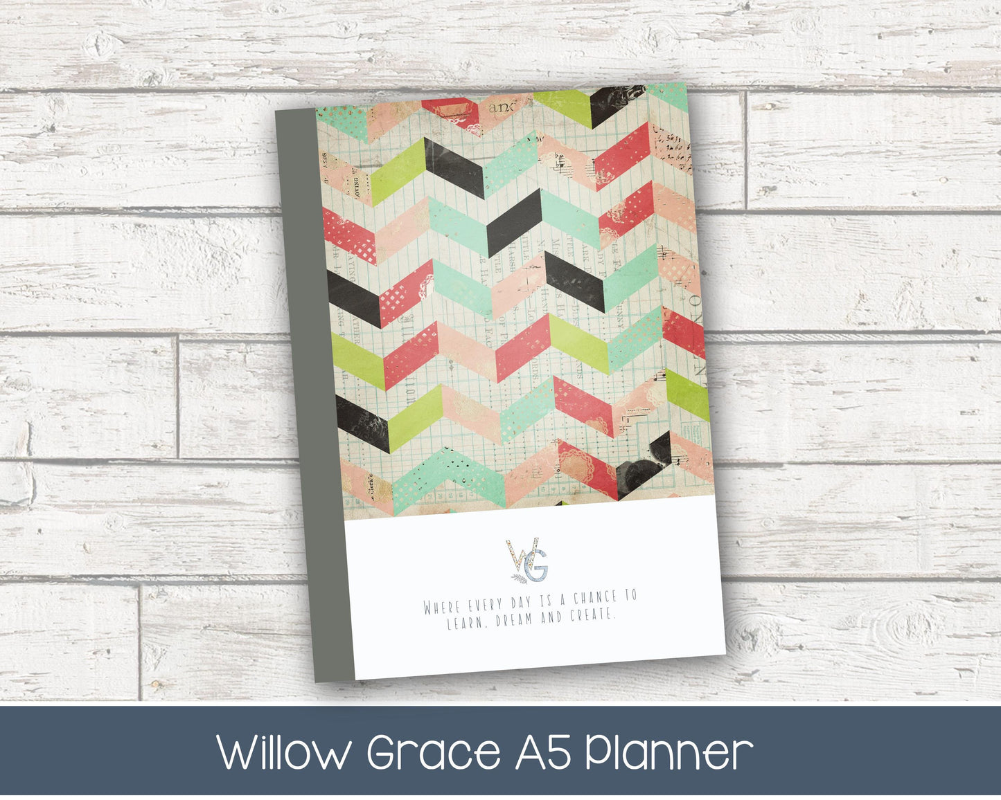 2026 Weekly Planner | Productivity Weekly Planner | Lined Layout - Black and White | Ready to Ship - Shabby Chevron