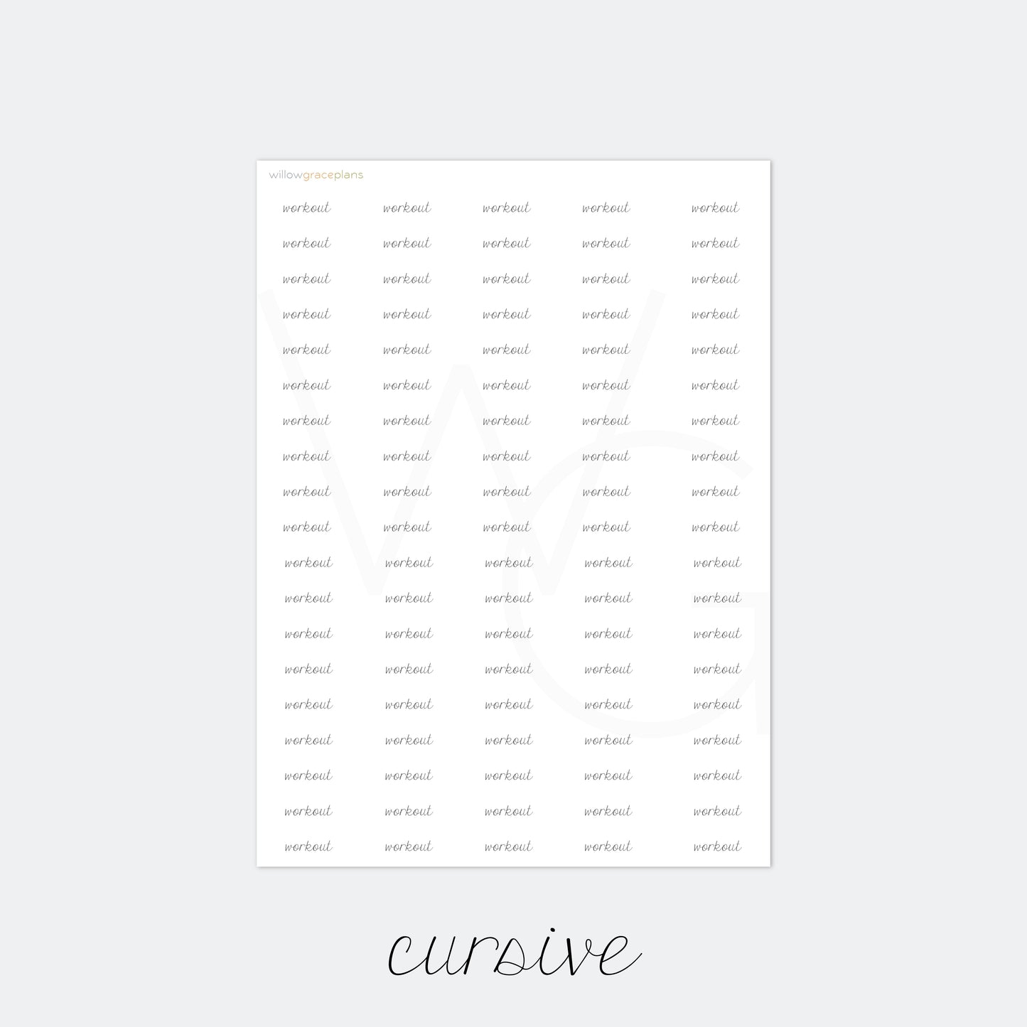 Workout | Planner Word Stickers