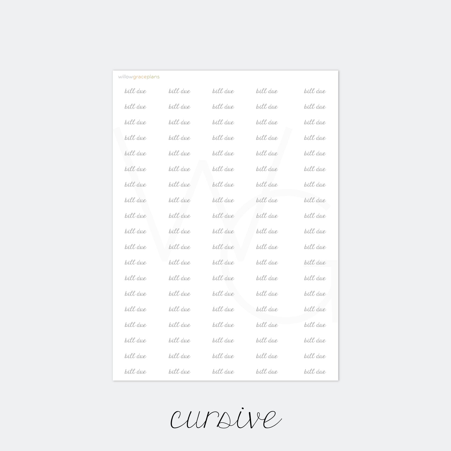 Bill Due | Planner Word Stickers