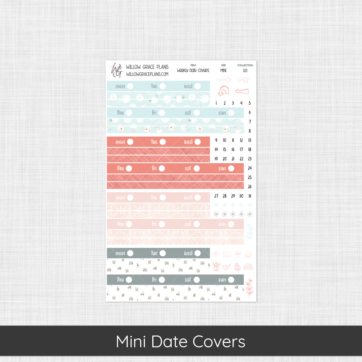 Weekly Date Covers | Winter Blush (110)