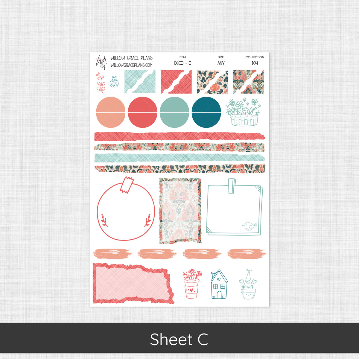 Deco + Embellishments | Aqua Bloom (104)