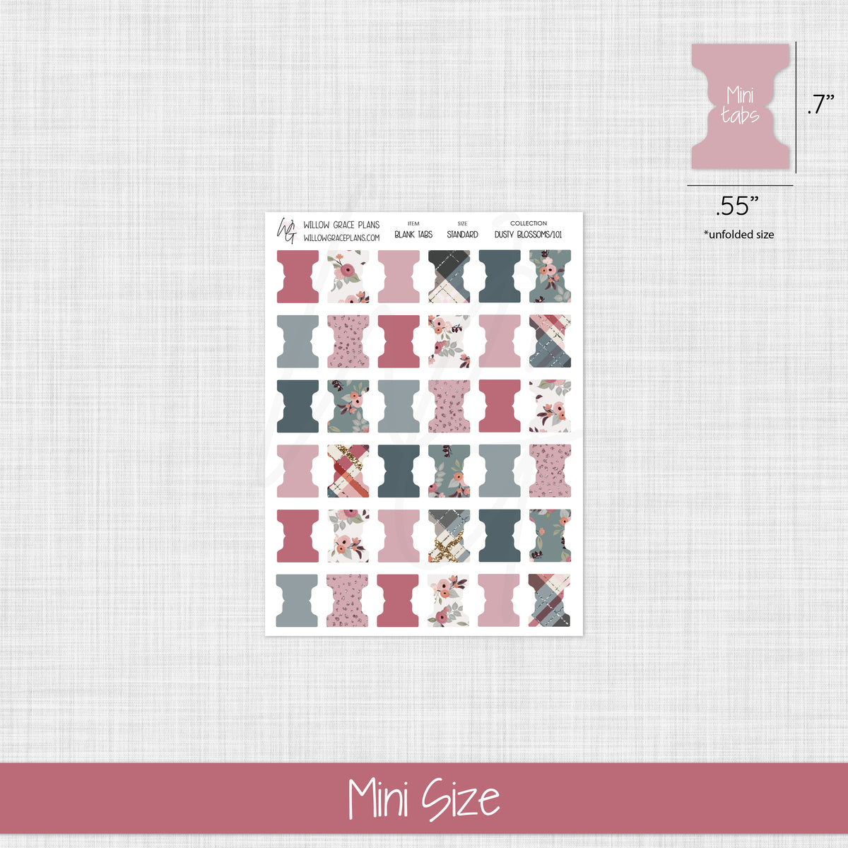 Blank Sticker Tabs | Dusty Blossoms (101)
