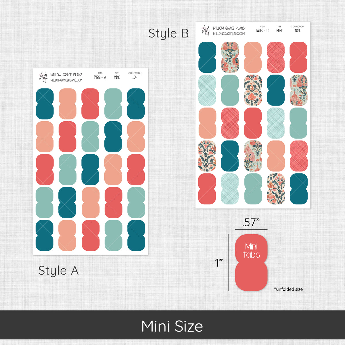 Blank Sticker Tabs | Aqua Bloom (104)