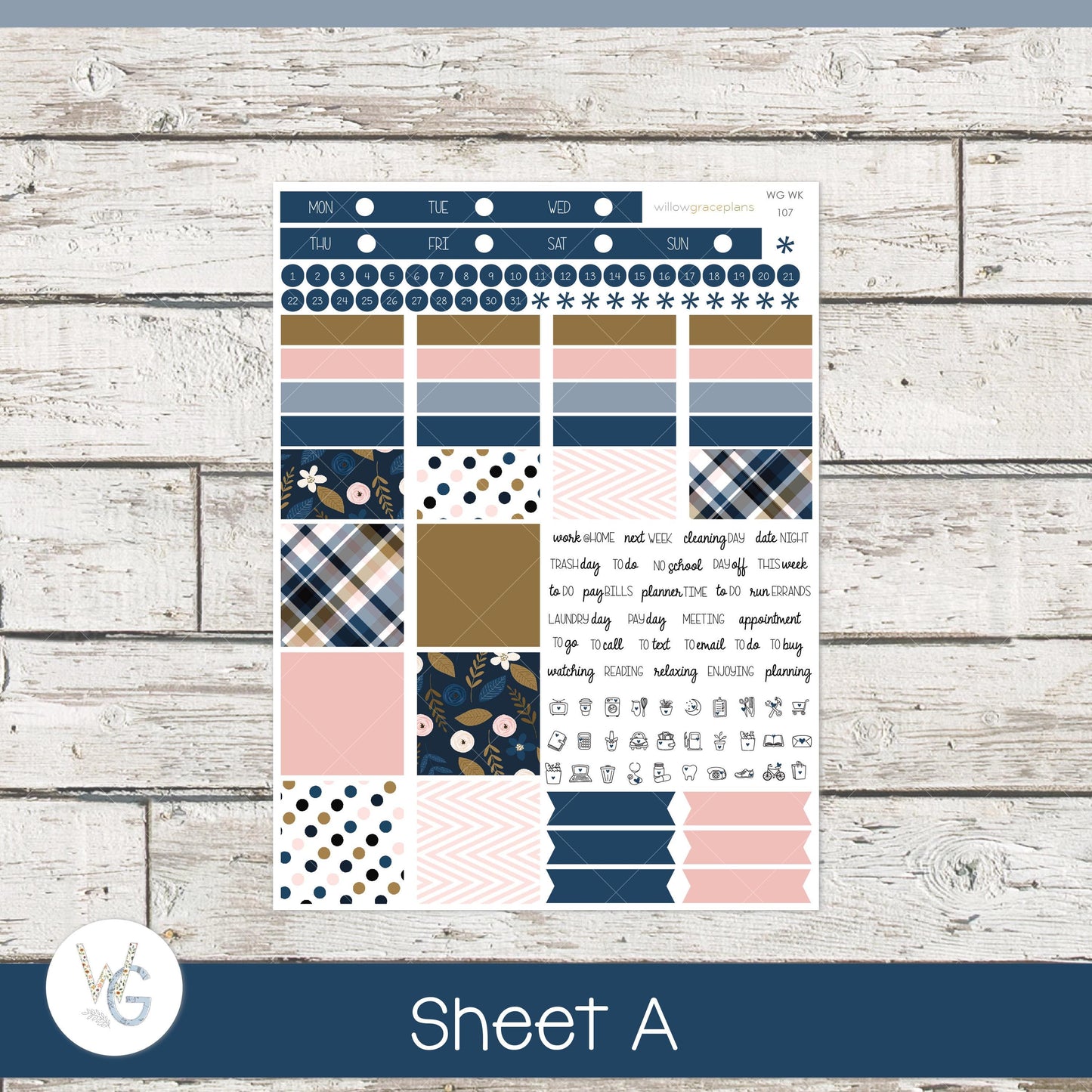 Willow Grace Planner Stickers - Weekly Planner Stickers | WGW-107