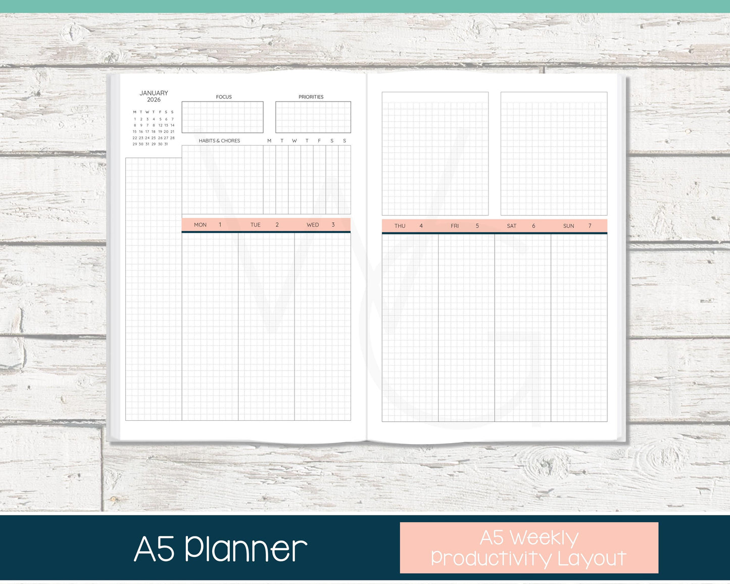 Weekly Personalized Planner | Productivity Weekly Planner | Grid Layout | Summer Dreams