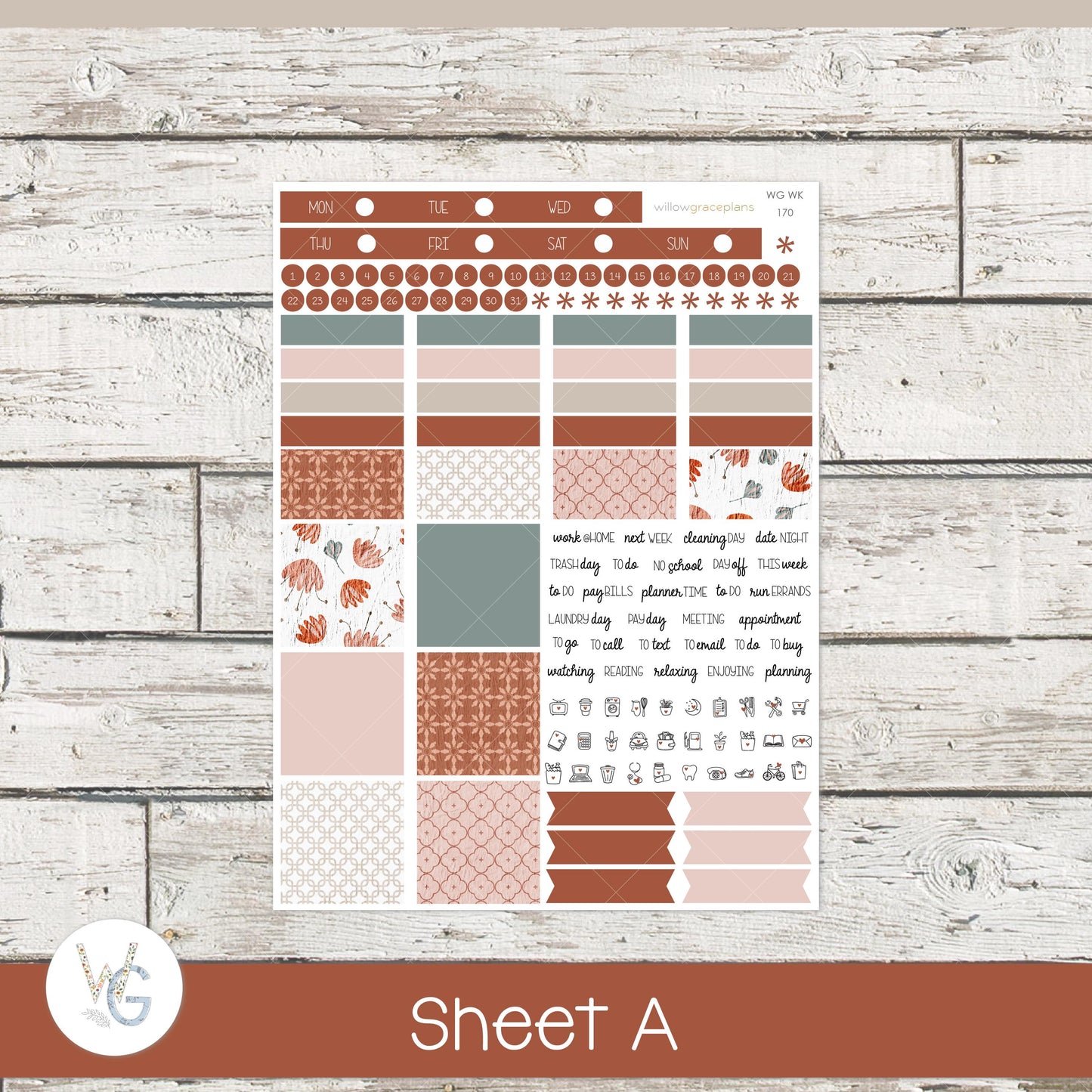 Willow Grace Planner Stickers - Weekly Planner Stickers | WGW-170