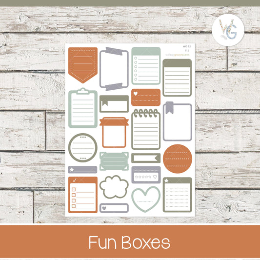 Fun Boxes - Planner Stickers - Willow Grace Planner Stickers | B-115