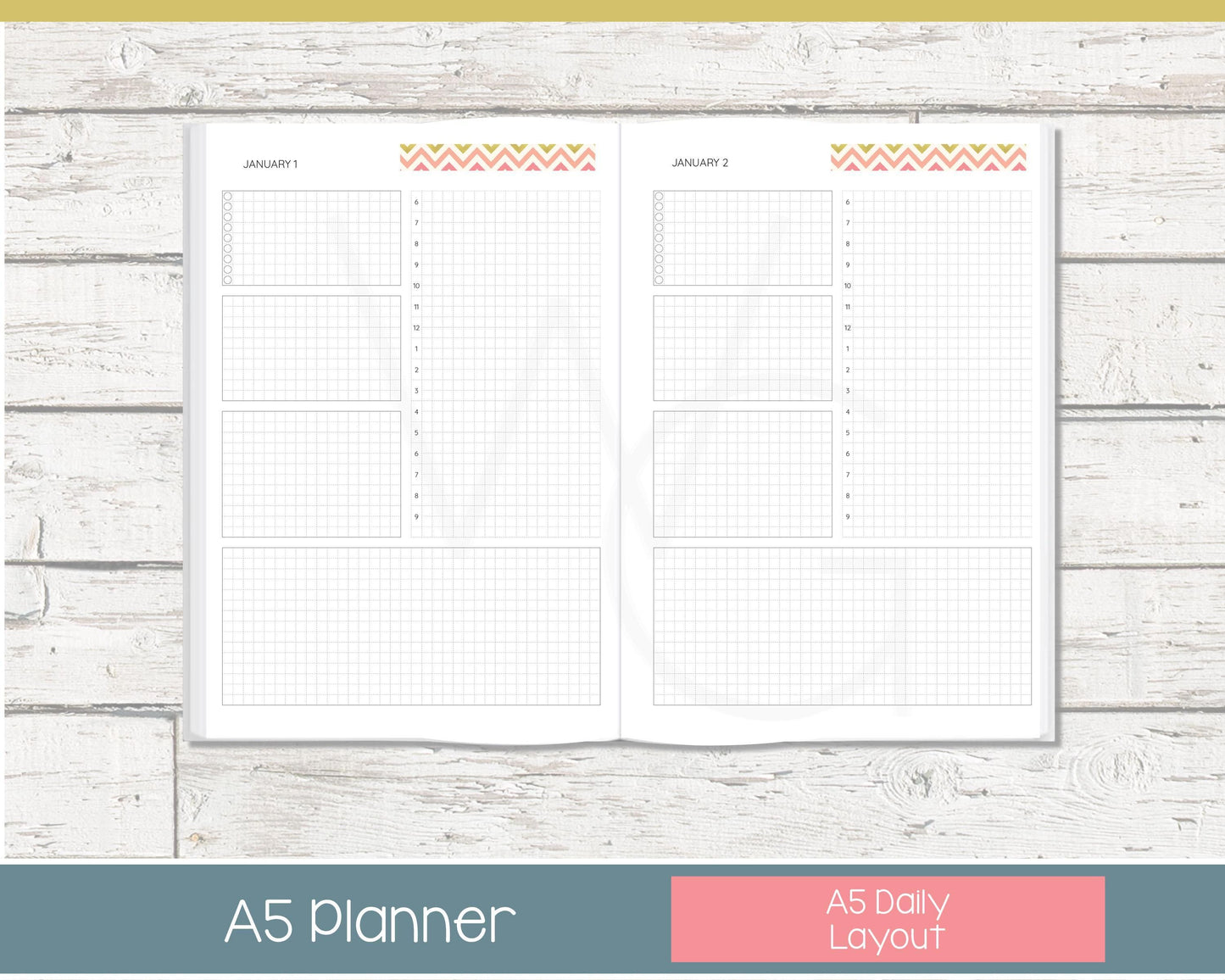 Personalized Day Planner | Day Planner | Grid Layout | Chevron Rainbow