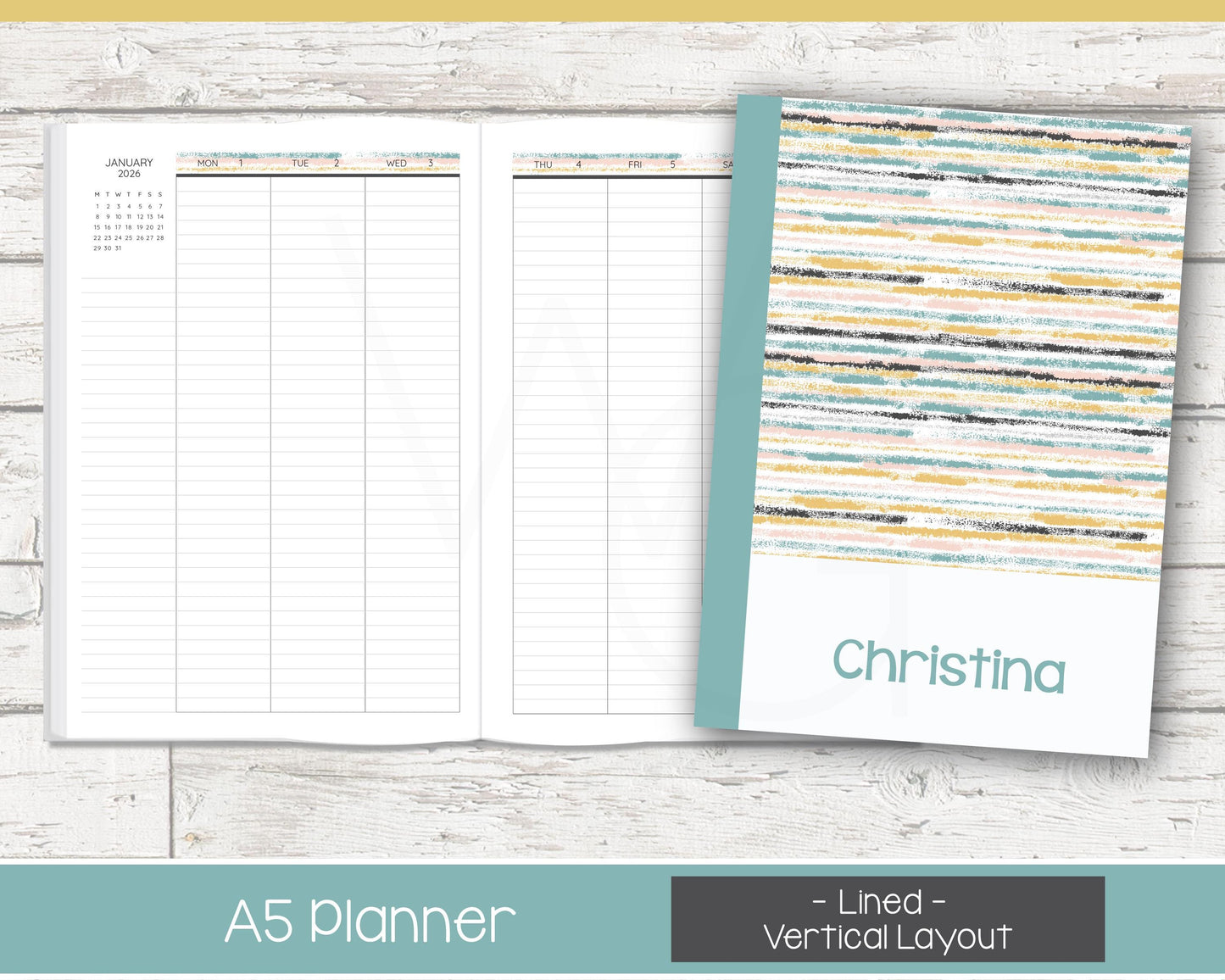 Weekly Personalized Planner | Vertical Weekly Planner | Lined Layout | Reflections