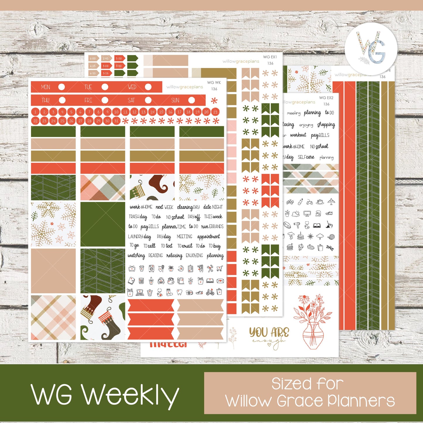 Willow Grace Planner Stickers - Weekly Planner Stickers | WGW-136