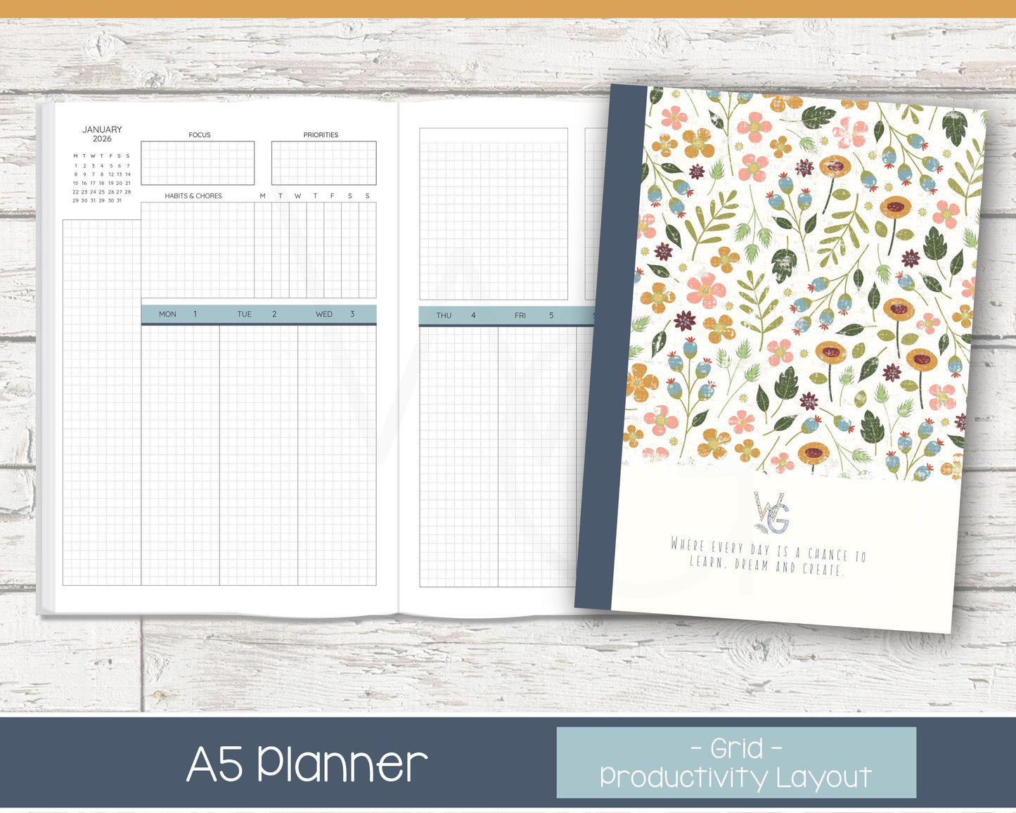 2026 Weekly Planner | Productivity Weekly Planner | Grid Layout - Colorful | Meadow RTS
