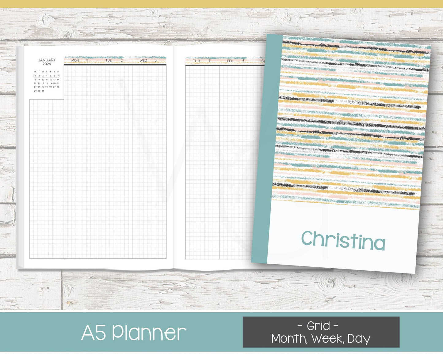 Complete Vertical Planner | Month, Week, Day Planner | Grid Layout | Reflections
