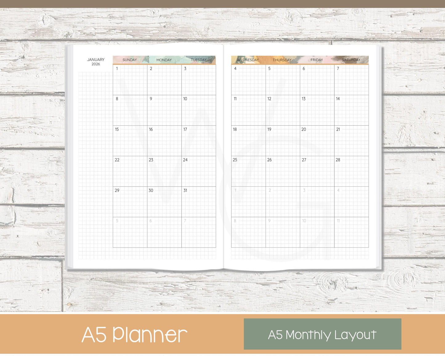 Complete Productivity Planer | Month, Week, Day Planner | Grid Layout | Bloom