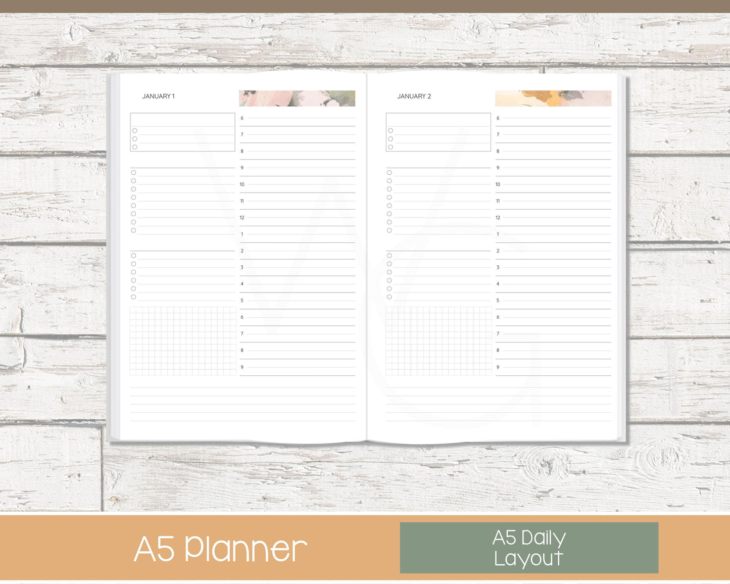 Personalized Day Planner | Day Planner | Lined Layout | Bloom