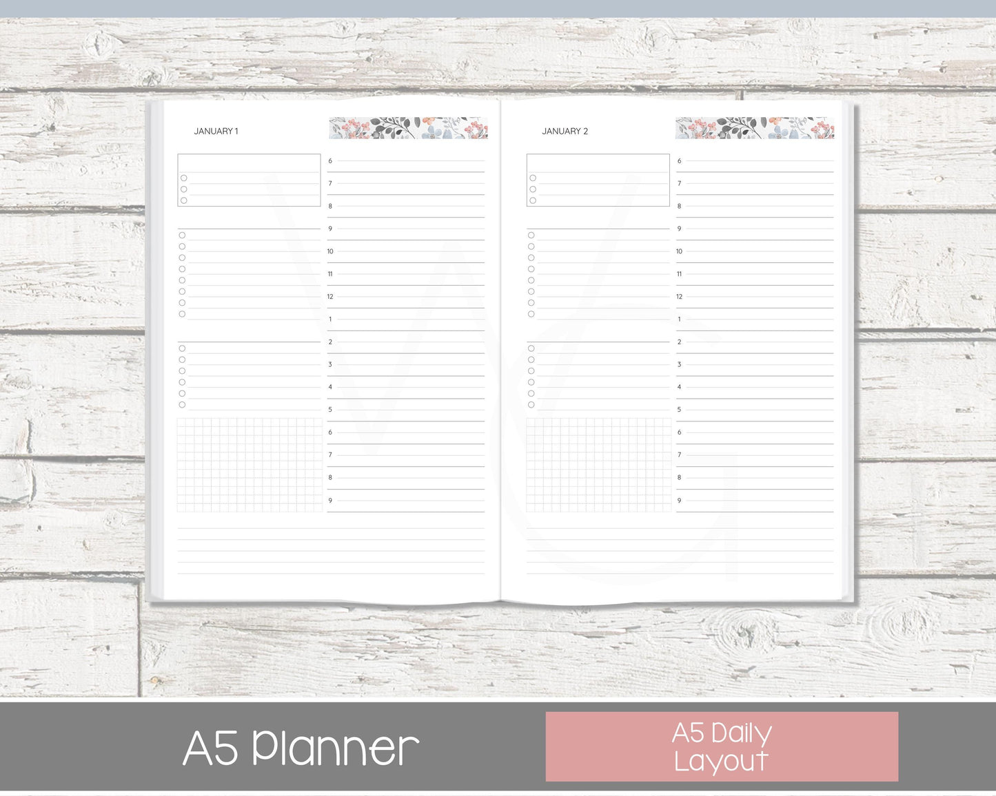 Complete Vertical Planner | Month, Week, Day Planner | Lined Layout | Vintage Blues