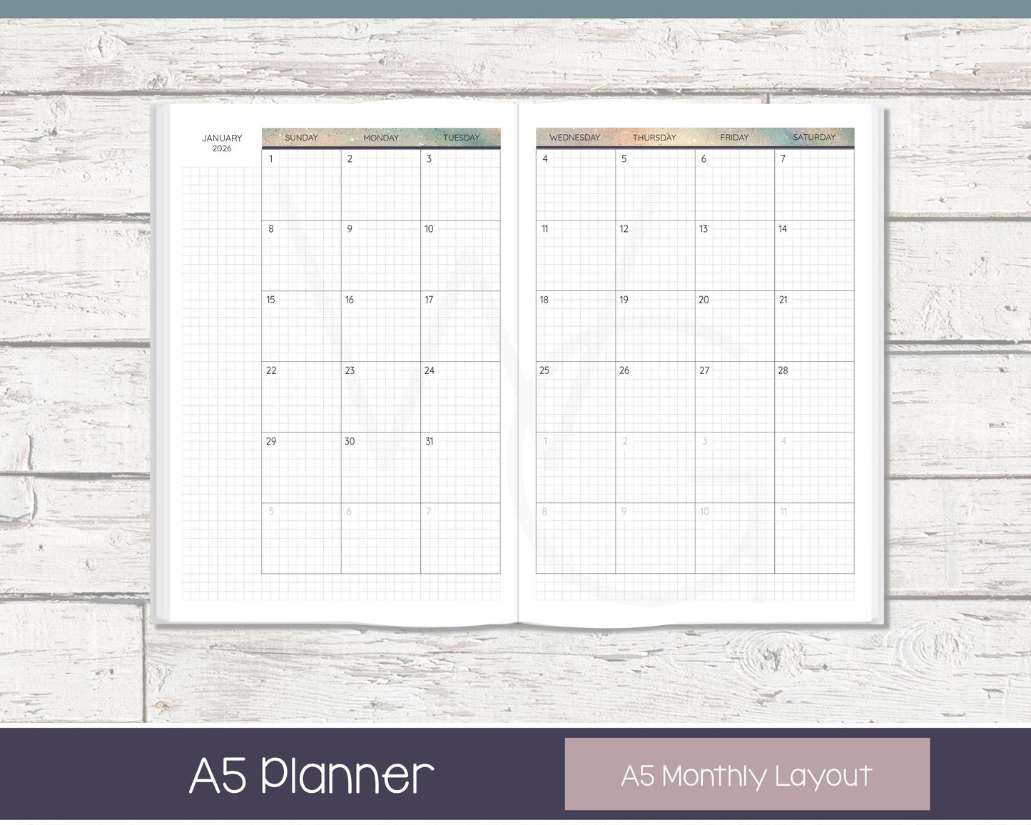 Complete Productivity Planer | Month, Week, Day Planner | Grid Layout | In the Stars