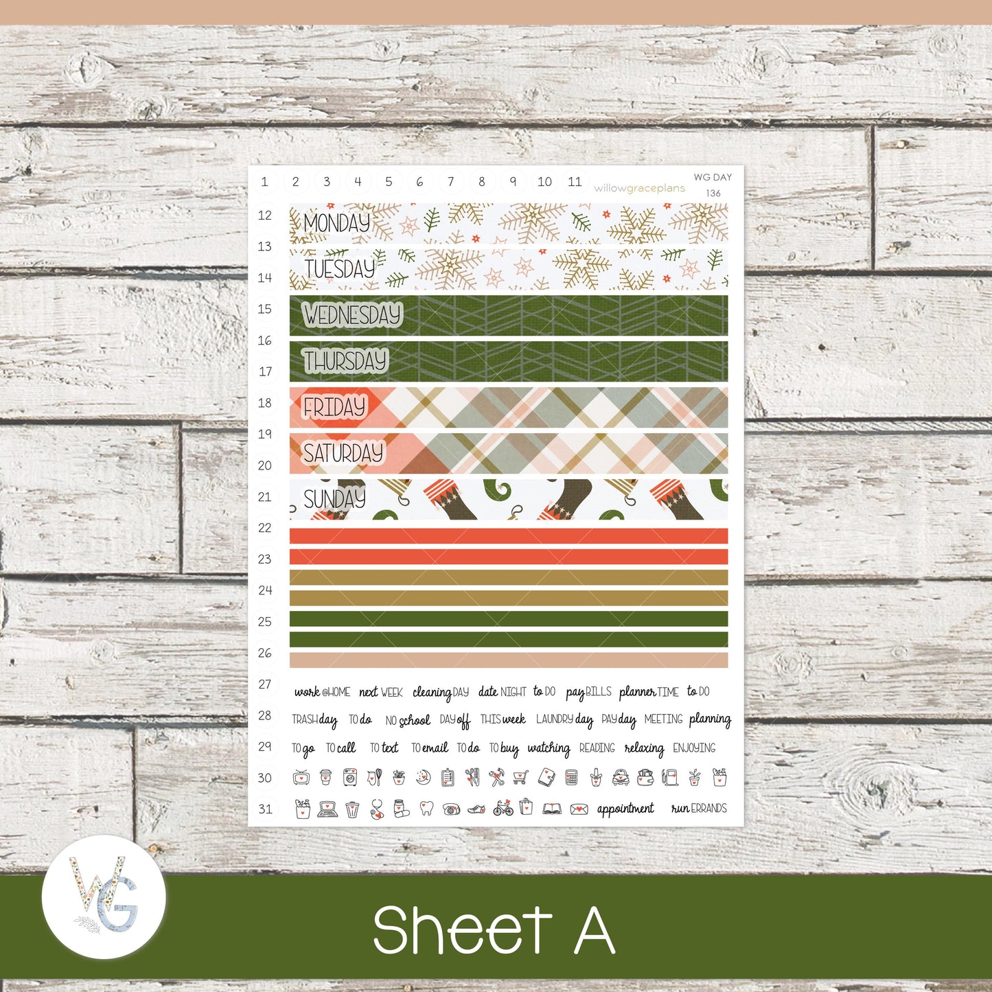 Willow Grace Planner Stickers - Daily Planner Stickers | WGD-136