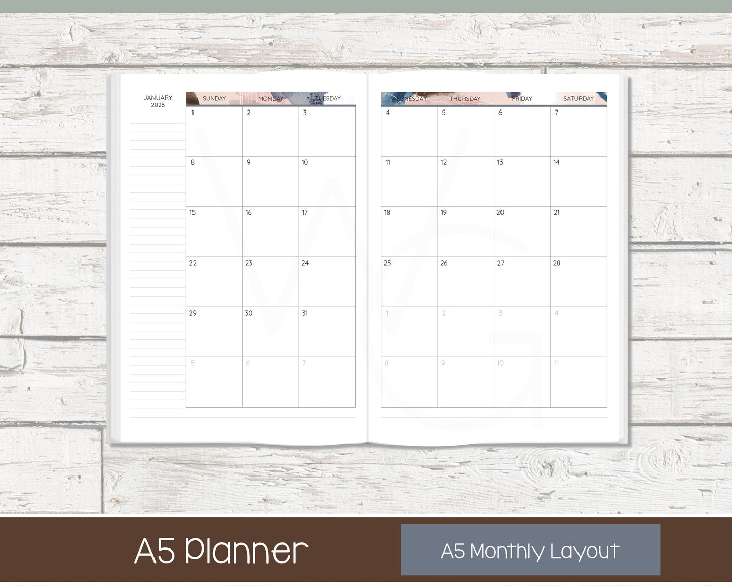 Complete Productivity Planer | Month, Week, Day Planner | Lined Layout | Blush & Ink