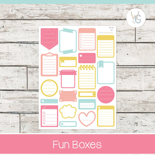 Fun Boxes - Planner Stickers - Willow Grace Planner Stickers | B-102