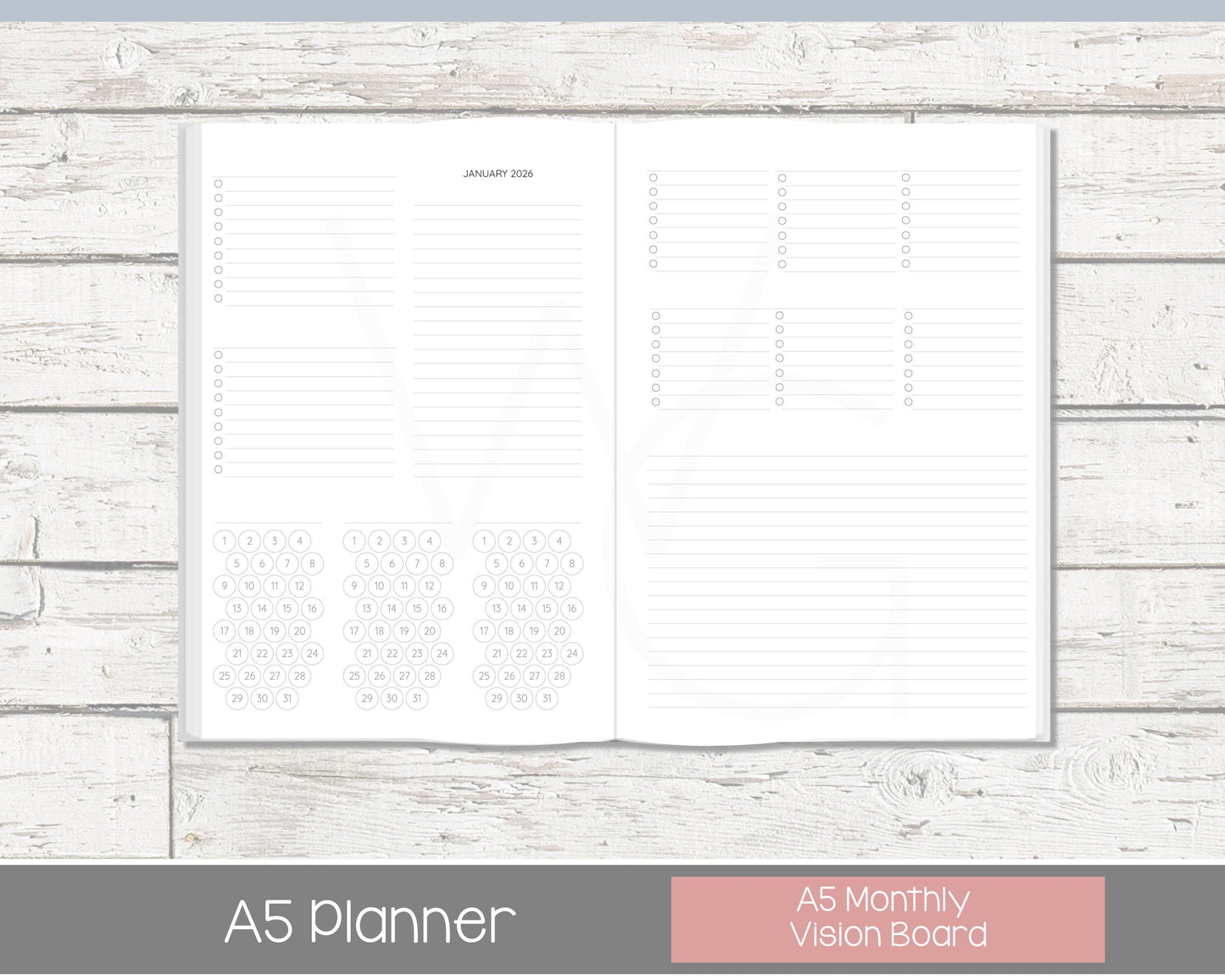 Weekly Personalized Planner | Horizontal Weekly Planner | Lined Layout | Vintage Blues