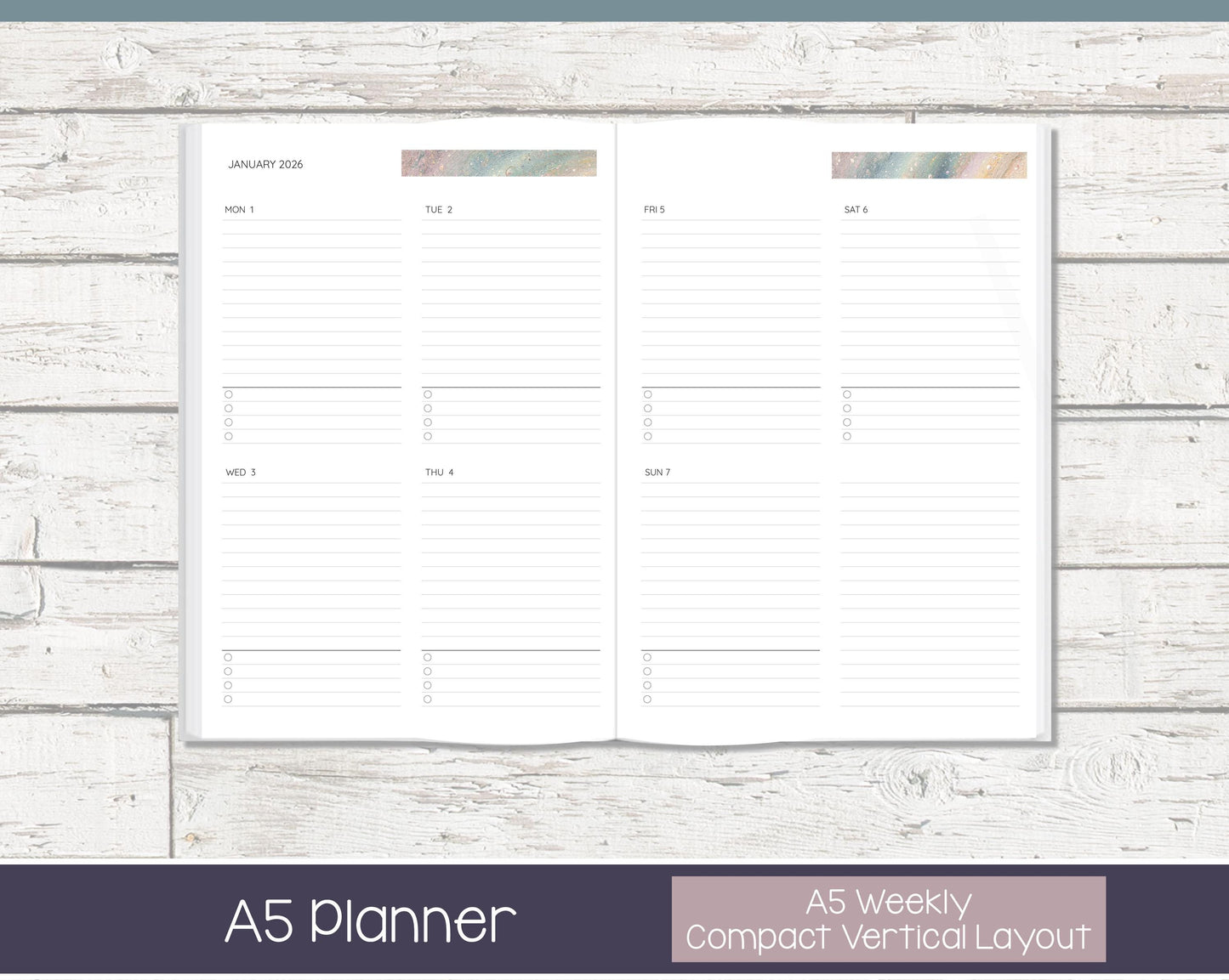 Weekly Personalized Planner | Compact Vertical Weekly Planner | Lined Layout | In the Stars