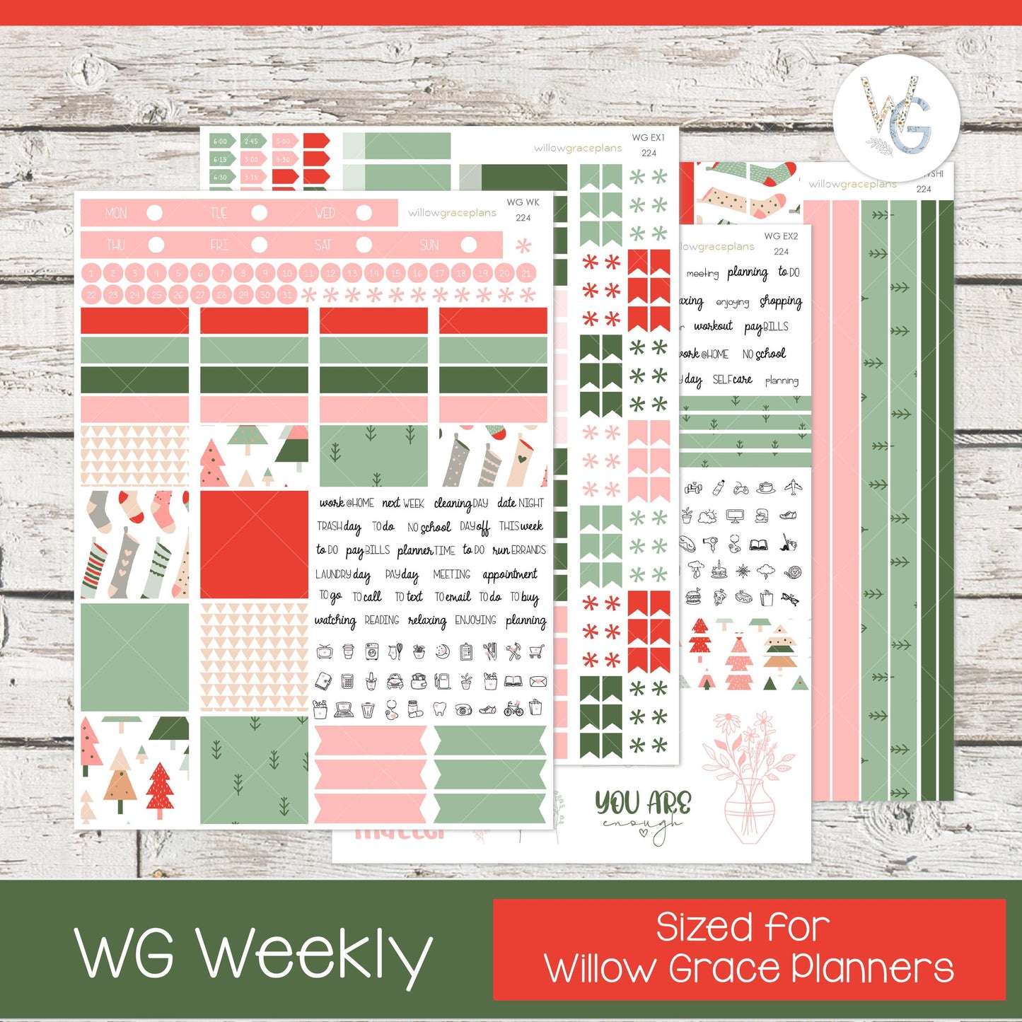 Willow Grace Planner Stickers - Weekly Planner Stickers | WGW-224