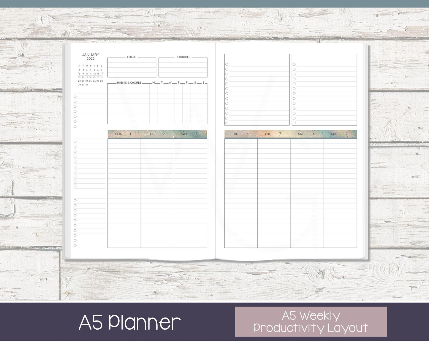 Weekly Personalized Planner | Productivity Weekly Planner | Lined Layout | In the Stars