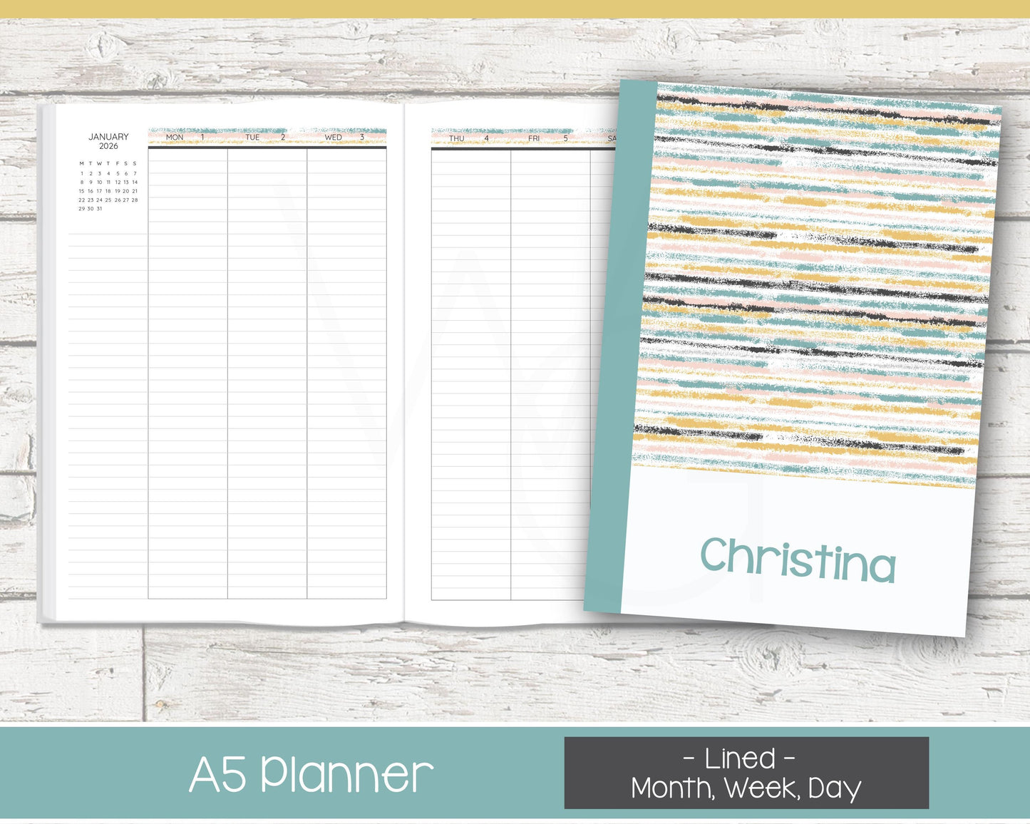 Complete Vertical Planner | Month, Week, Day Planner | Lined Layout | Reflections