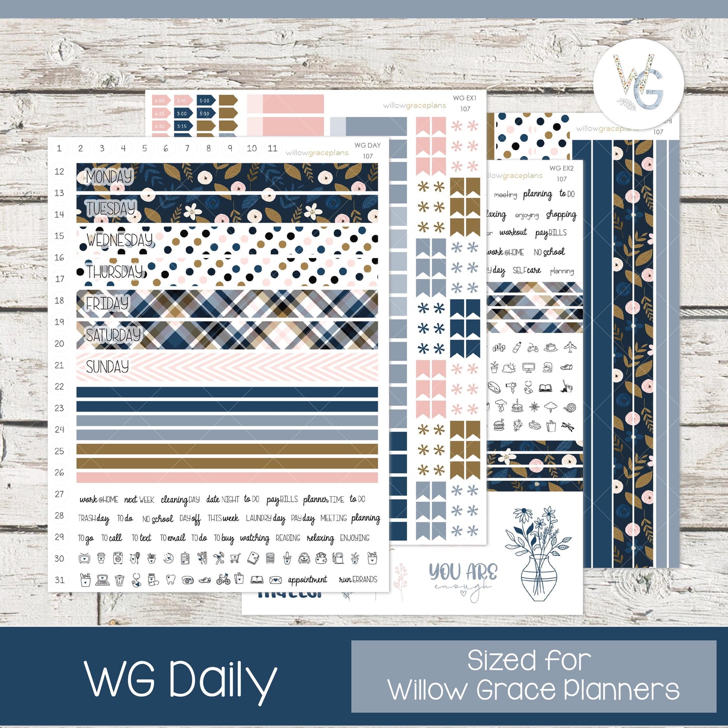 Willow Grace Planner Stickers - Daily Planner Stickers | WGD-107