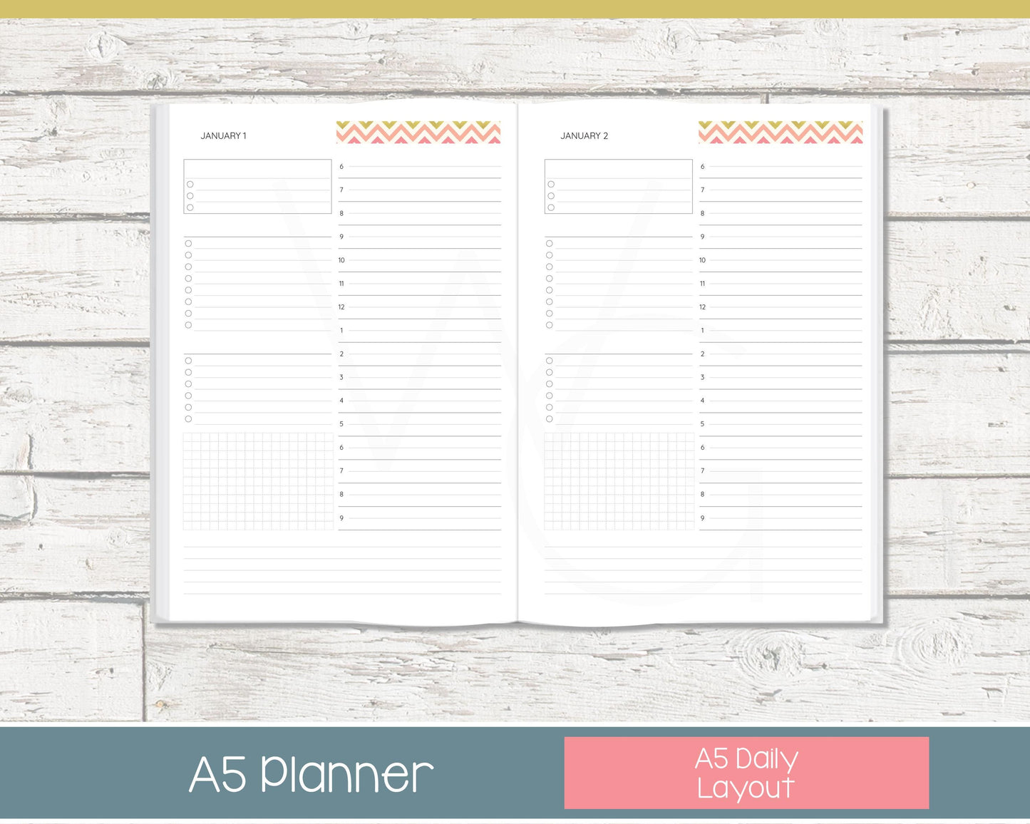Complete Vertical Planner | Month, Week, Day Planner | Lined Layout | Chevron Rainbow