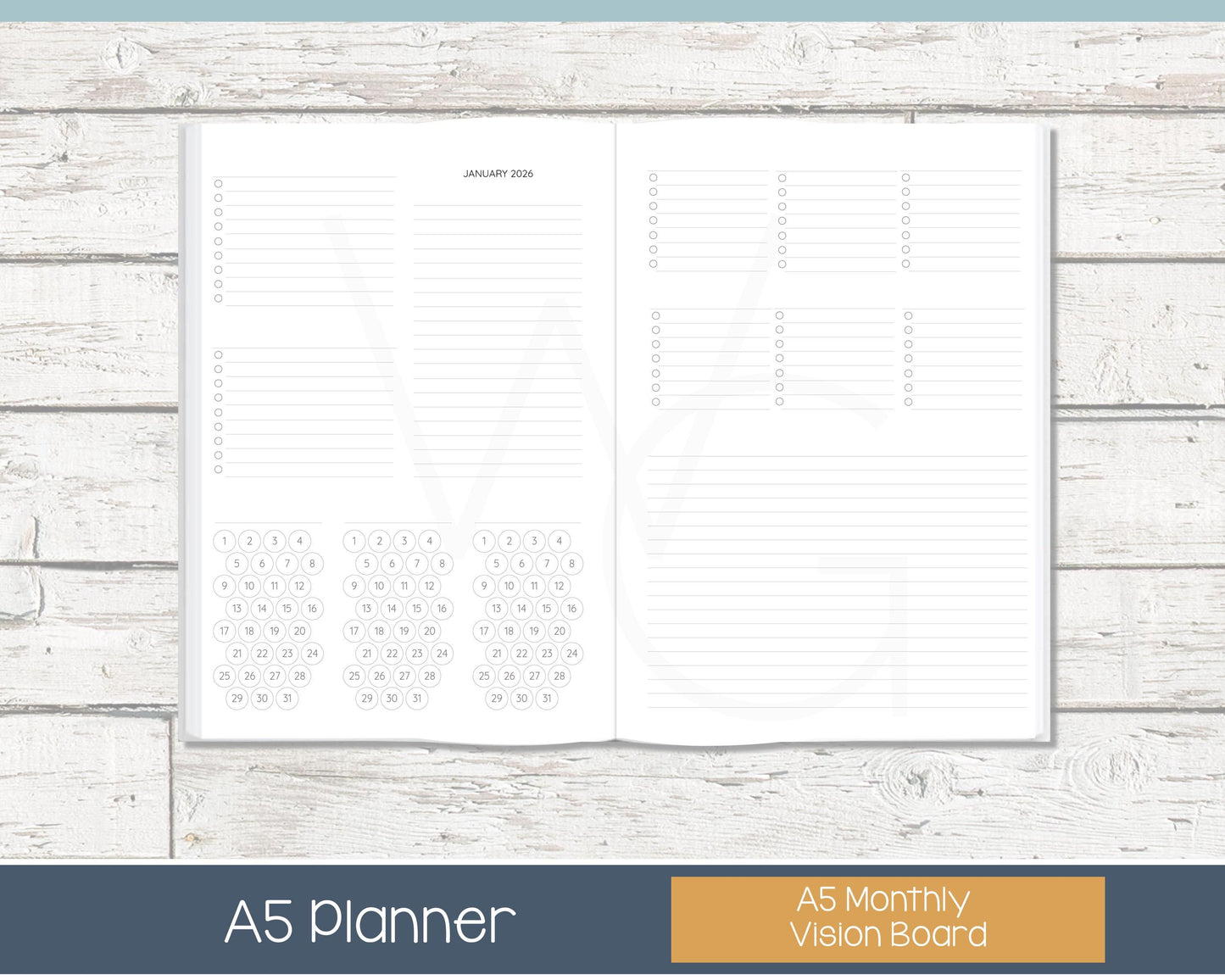 2026 Weekly Planner | Productivity Weekly Planner | Grid Layout - Black and White | Ready to Ship