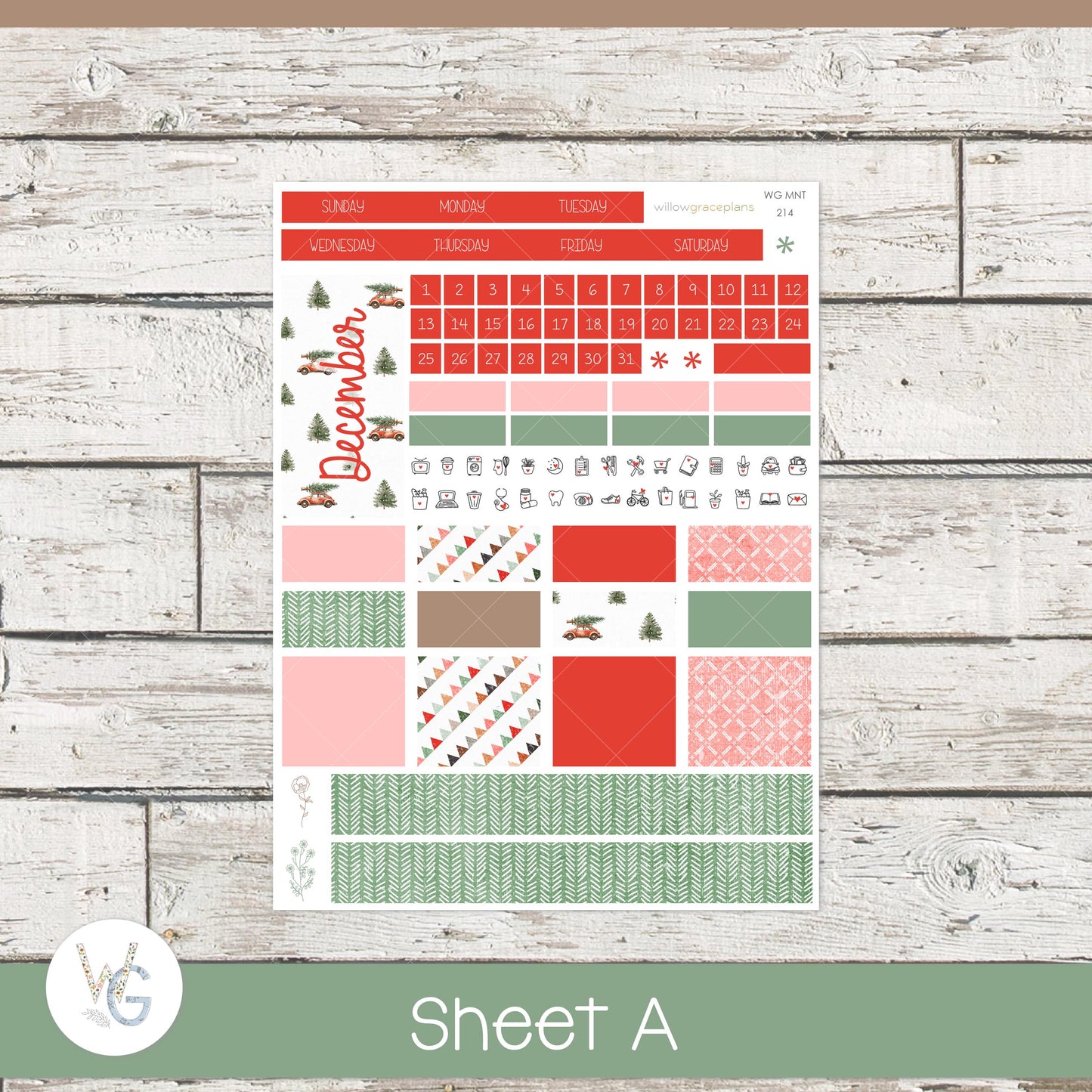 Willow Grace Planner Stickers - Monthly Planner Stickers | WGM-214