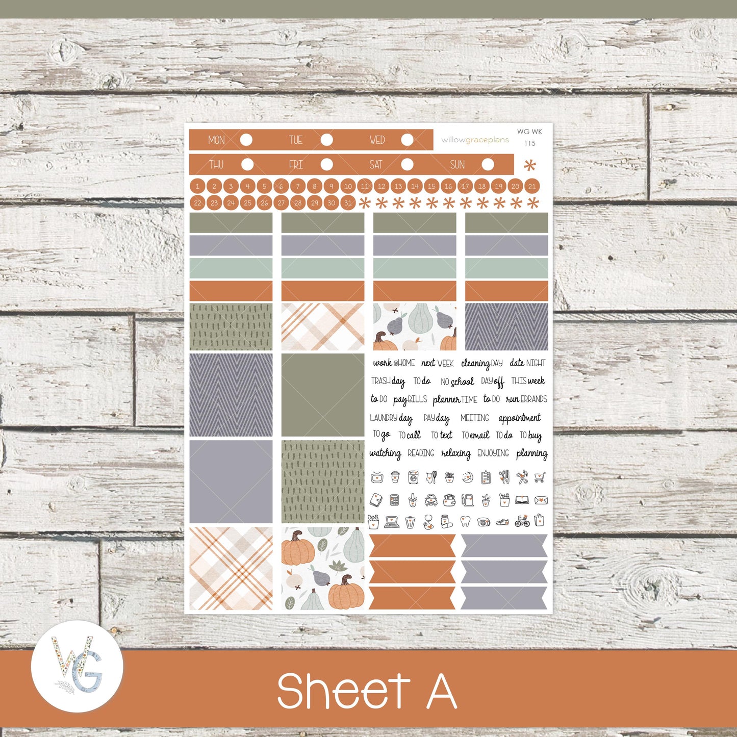 Willow Grace Planner Stickers - Weekly Planner Stickers | WGW-115