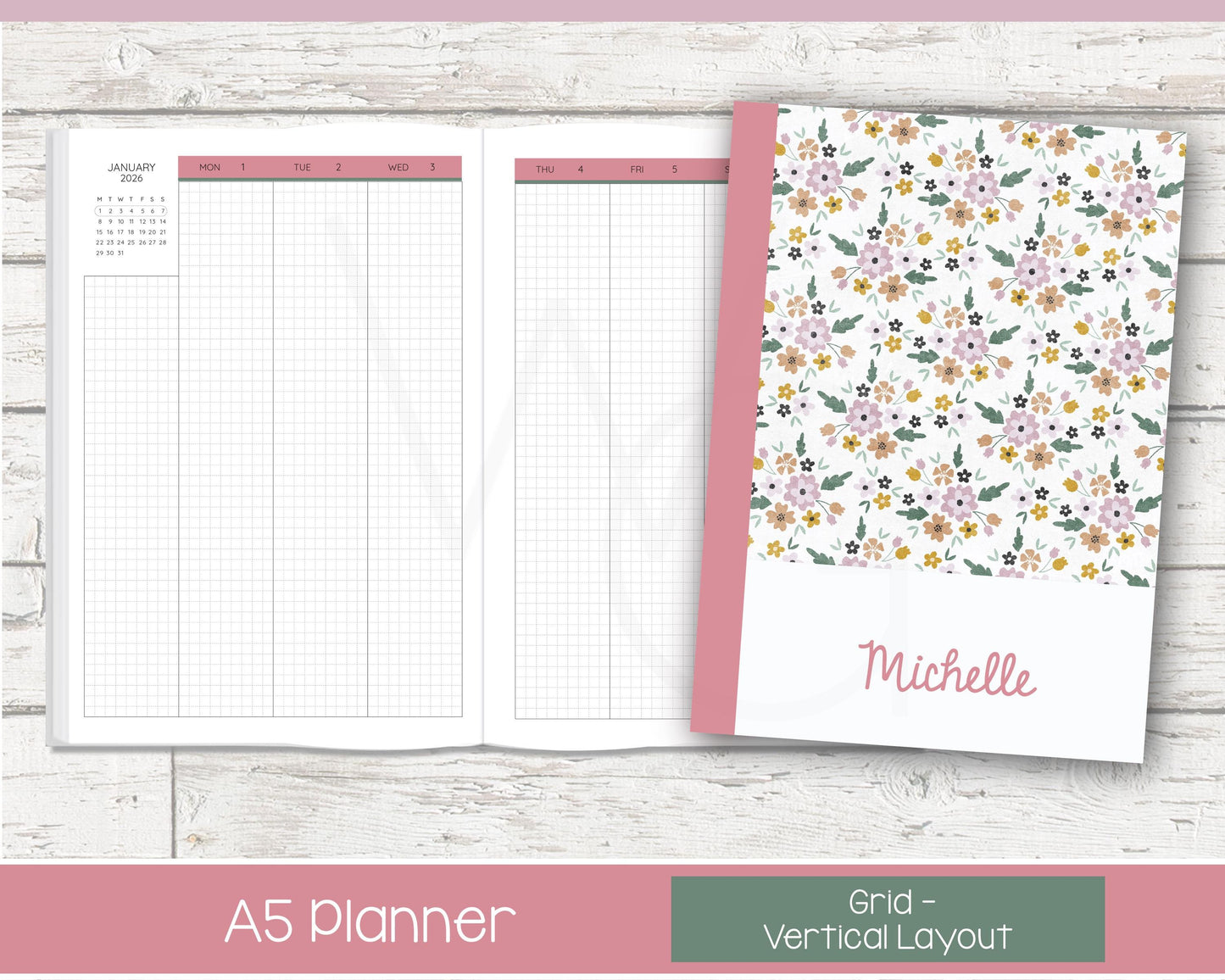 Weekly Personalized Planner | Vertical Weekly Planner | Grid Layout | Petal Parade