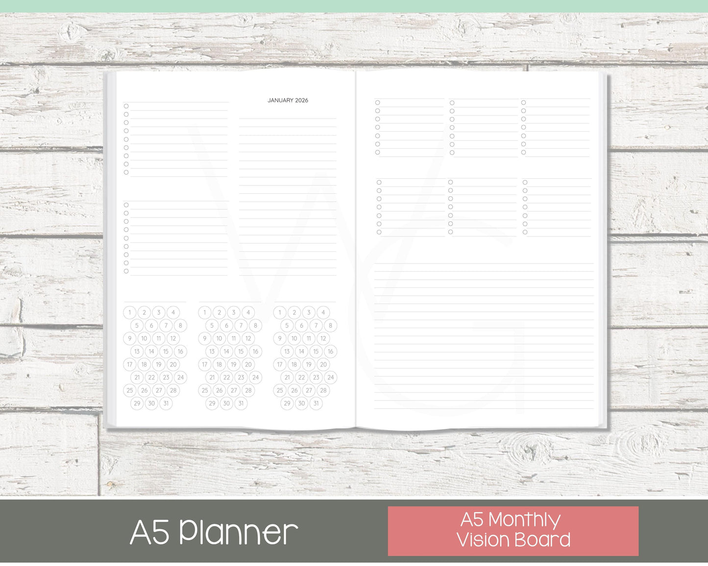Weekly Personalized Planner | Compact Vertical Weekly Planner | Grid Layout | Shabby Chevron