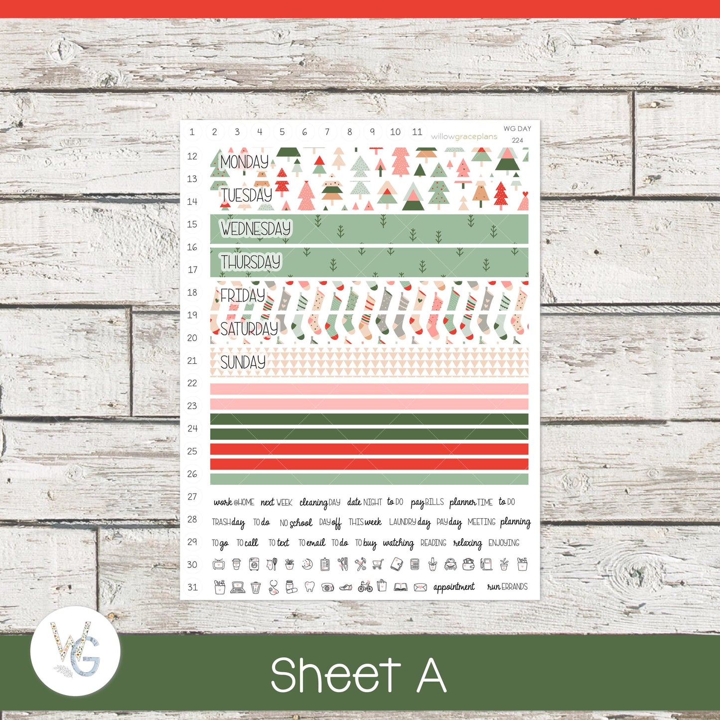 Willow Grace Planner Stickers - Daily Planner Stickers | WGD-224