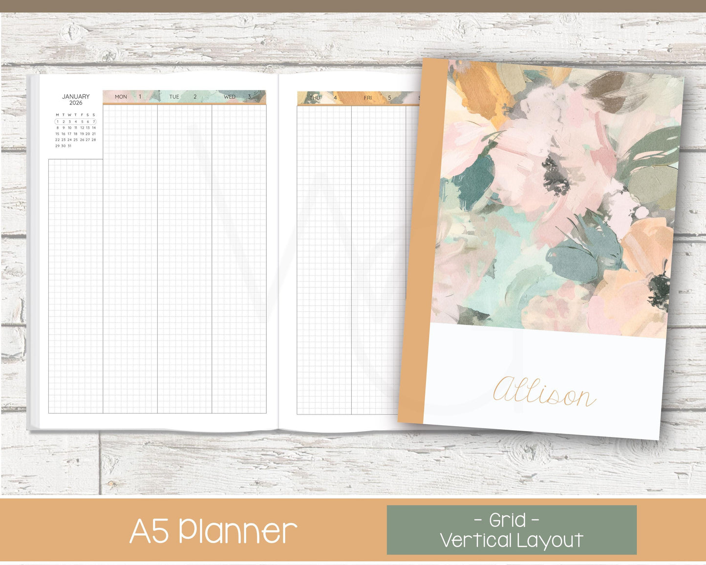 Weekly Personalized Planner | Vertical Weekly Planner | Grid Layout | Bloom
