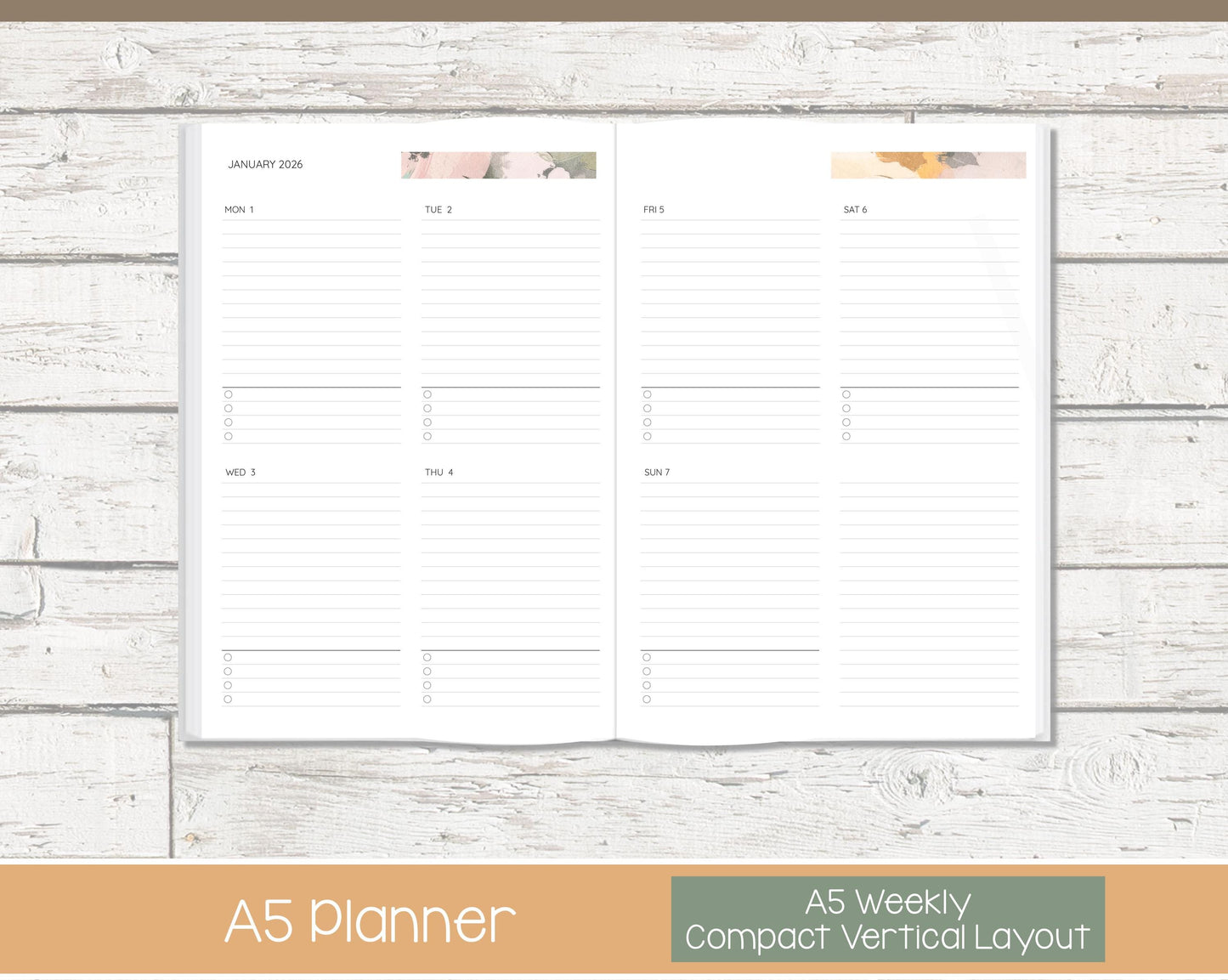 Weekly Personalized Planner | Compact Vertical Weekly Planner | Lined Layout | Bloom