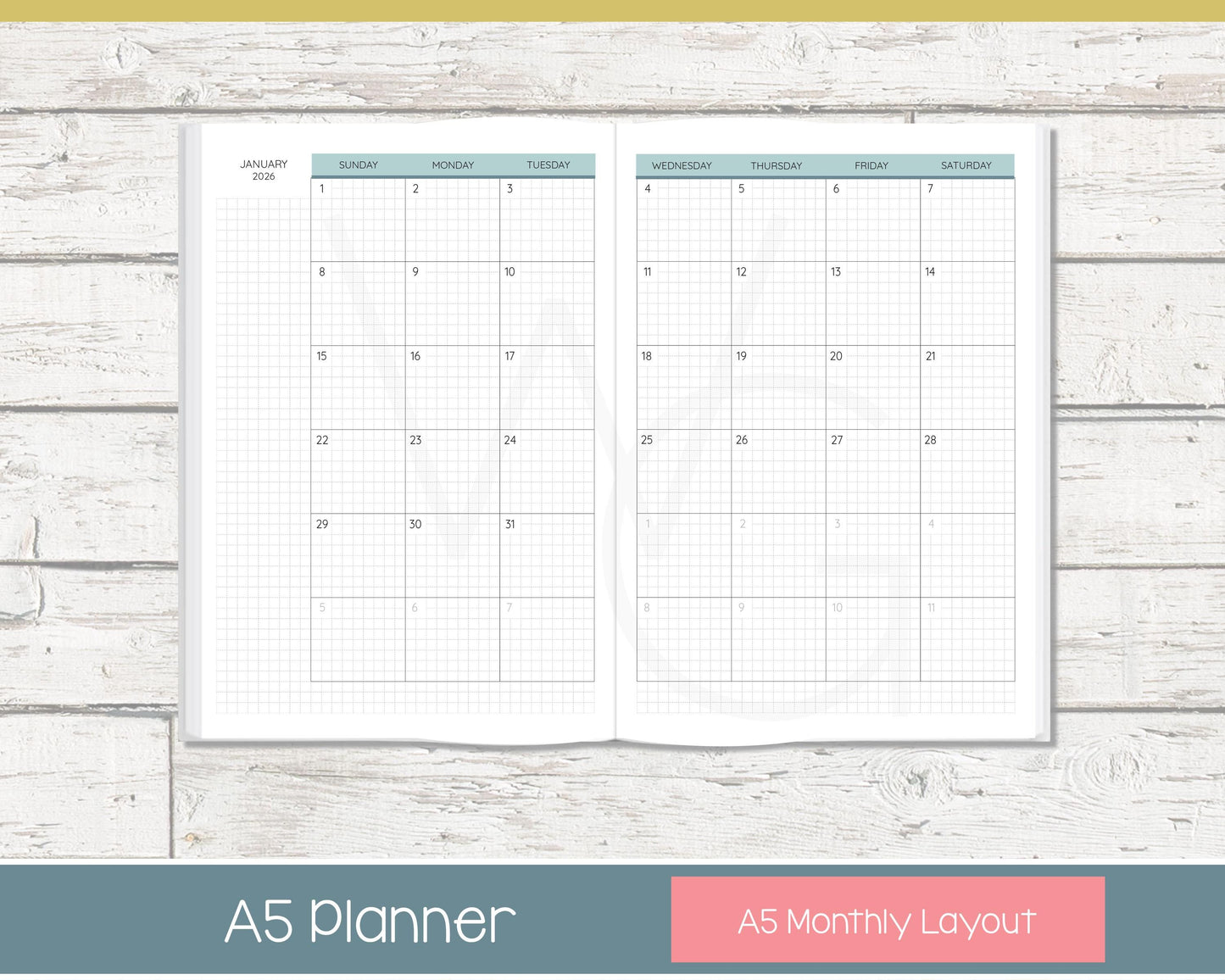 Complete Productivity Planer | Month, Week, Day Planner | Grid Layout | Chevron Rainbow