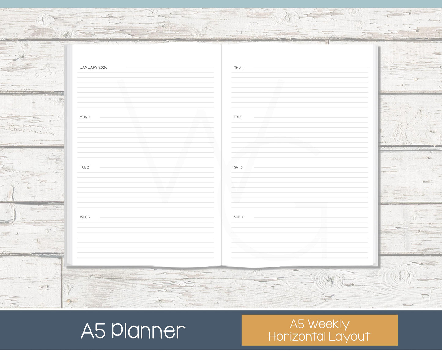2026 Weekly Planner | Horizontal Weekly Planner | Lined Layout