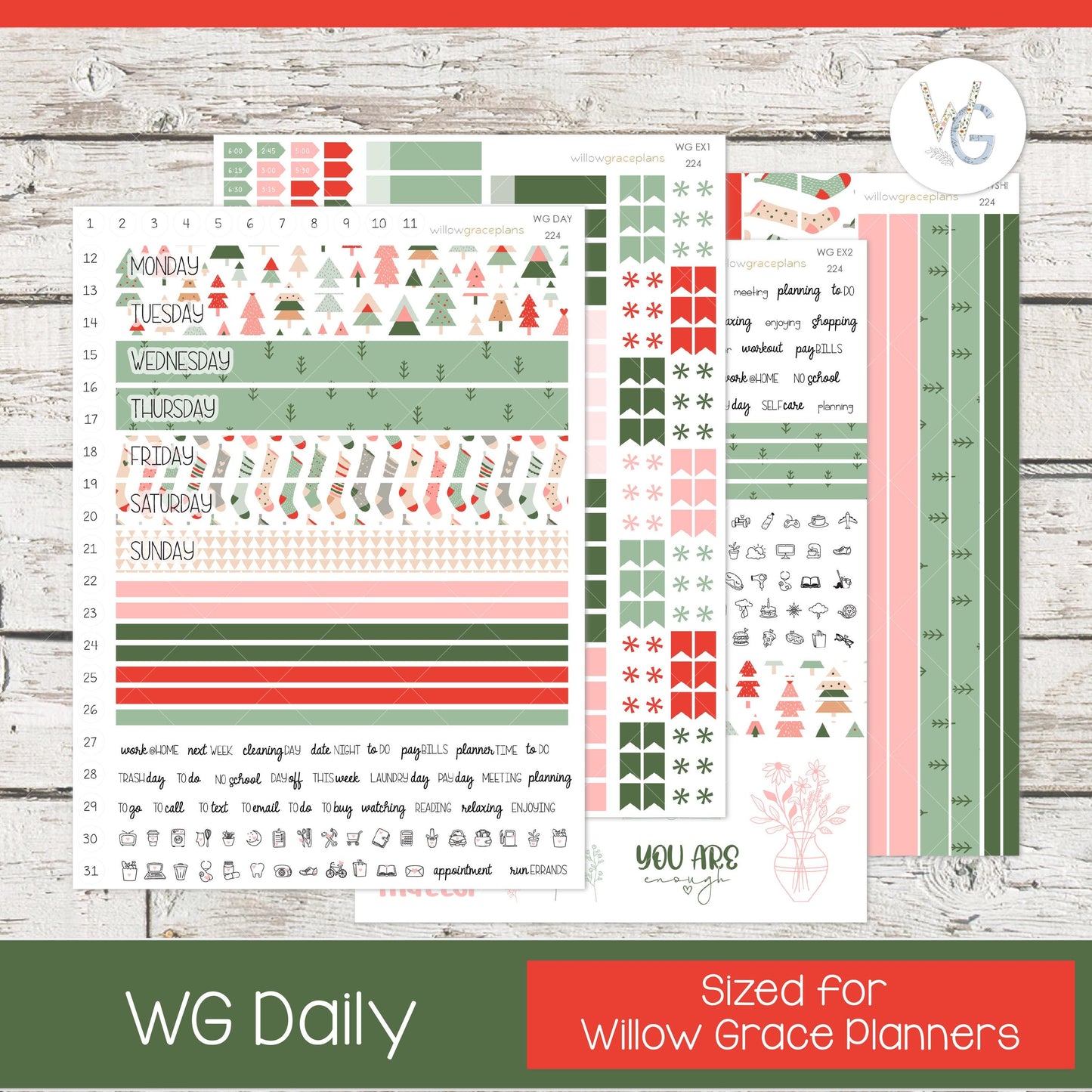Willow Grace Planner Stickers - Daily Planner Stickers | WGD-224