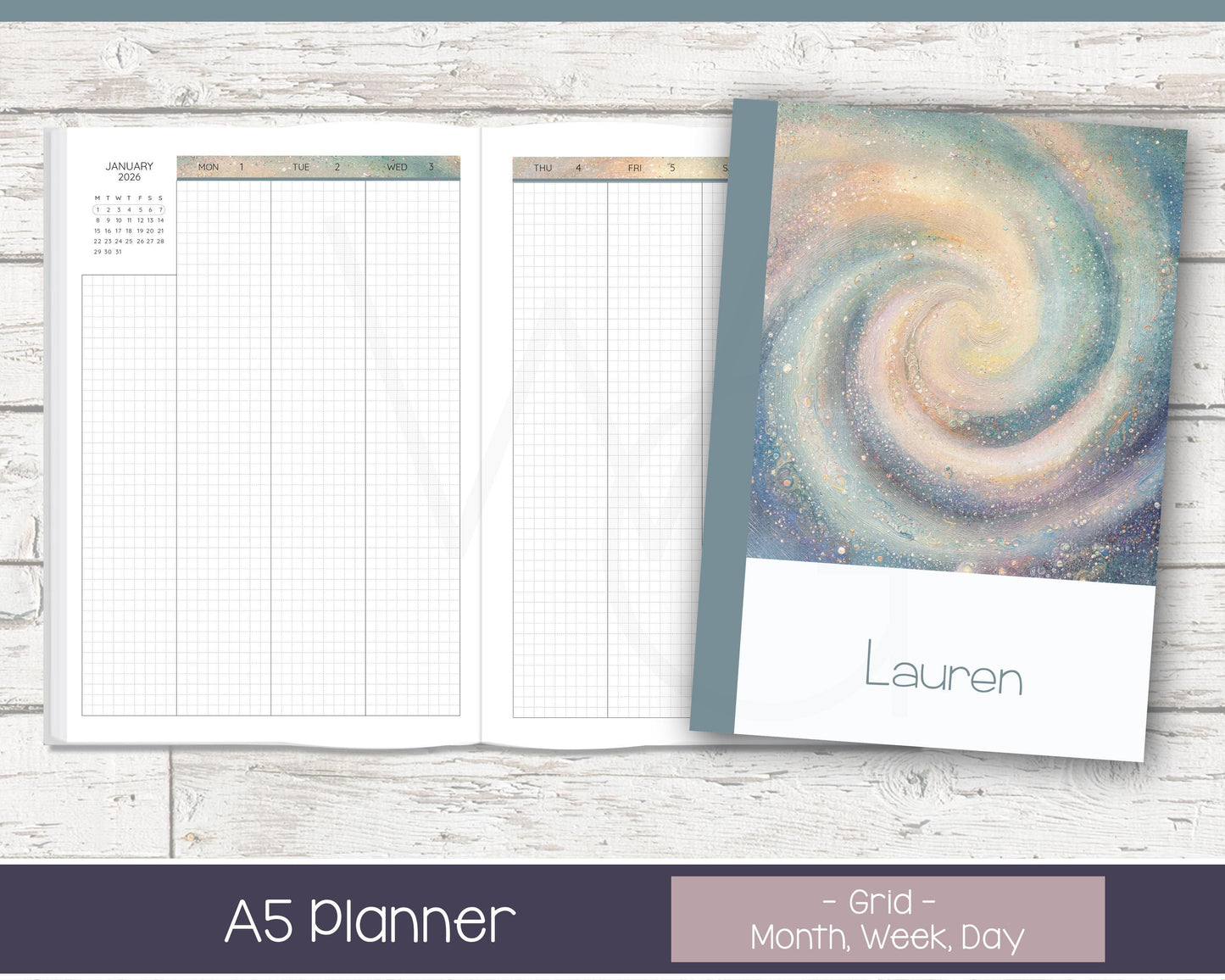 Complete Vertical Planner | Month, Week, Day Planner | Grid Layout | In the Stars