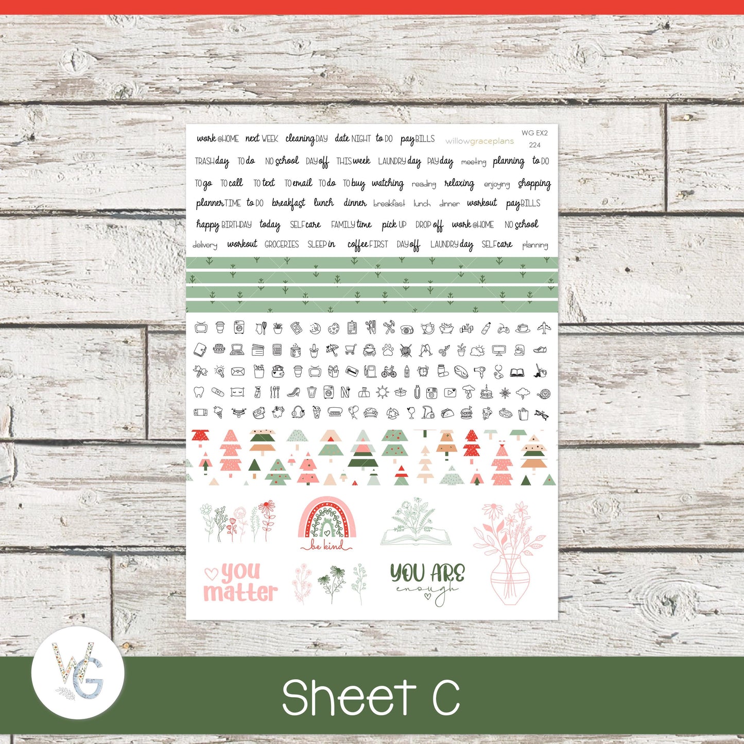 Willow Grace Planner Stickers - Daily Planner Stickers | WGD-224