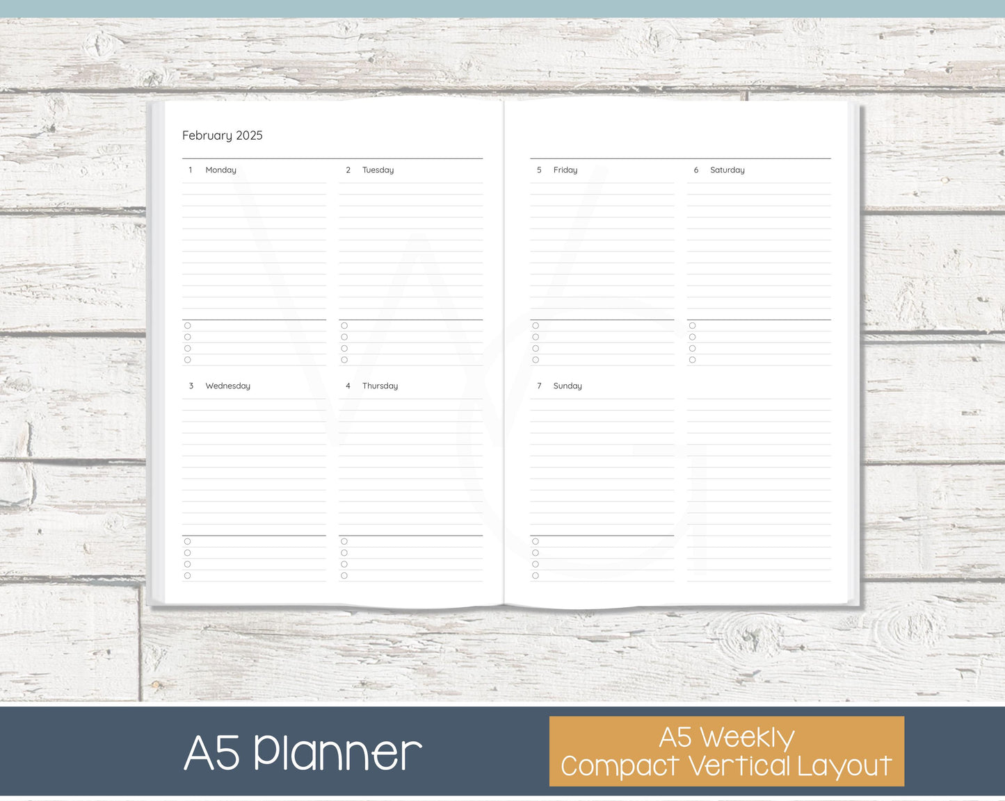 2026 Weekly Planner | Compact Vertical Weekly Planner | Lined Layout