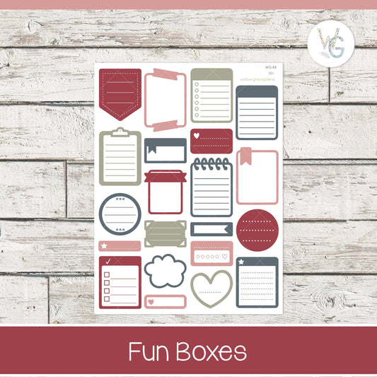 Fun Boxes - Planner Stickers - Willow Grace Planner Stickers | B-101