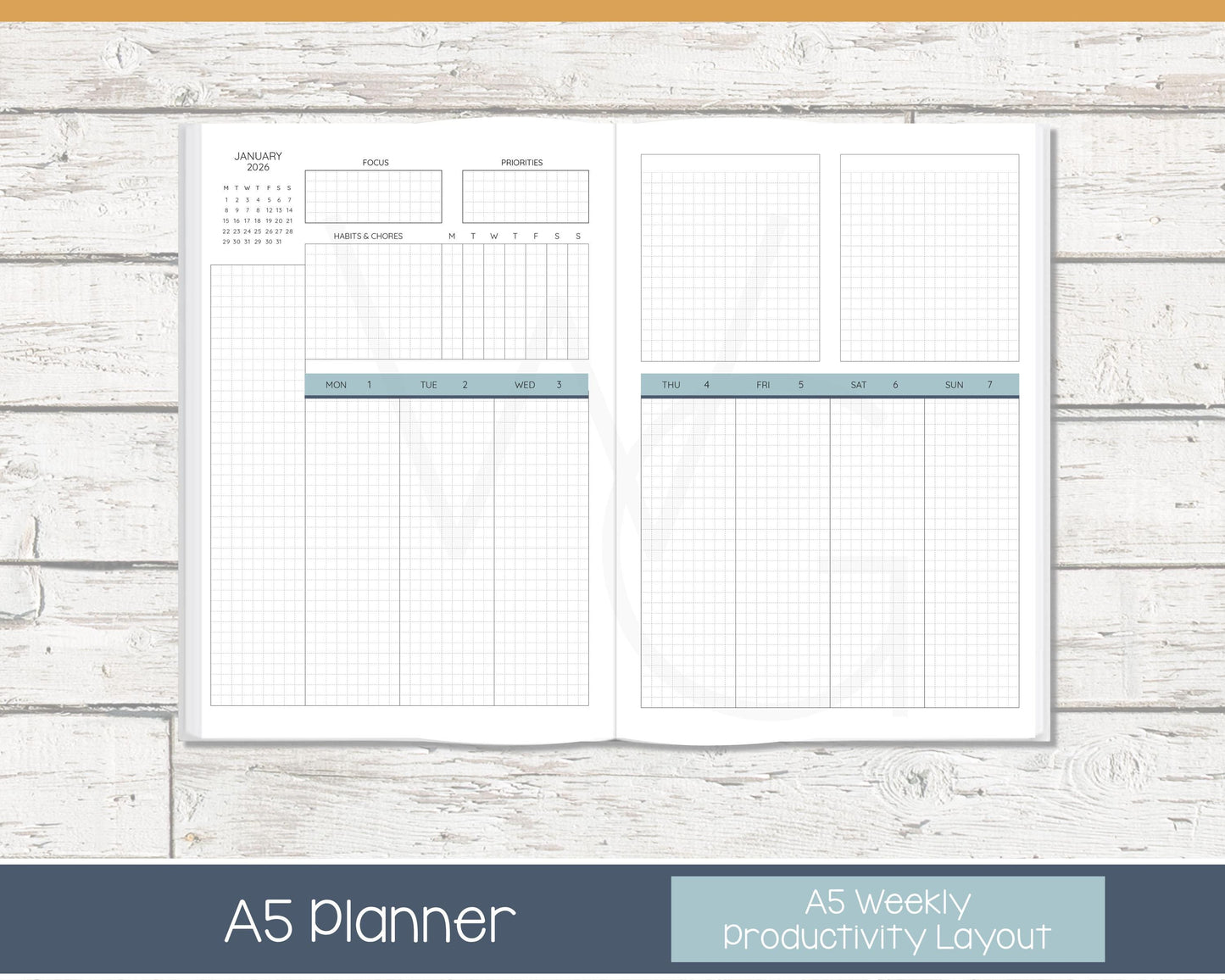 2026 Weekly Planner | Productivity Weekly Planner | Grid Layout - Colorful | Meadow RTS