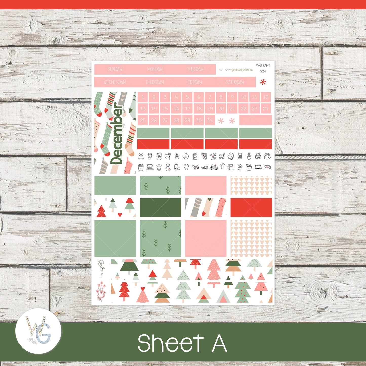 Willow Grace Planner Stickers - Monthly Planner Stickers | WGM-224