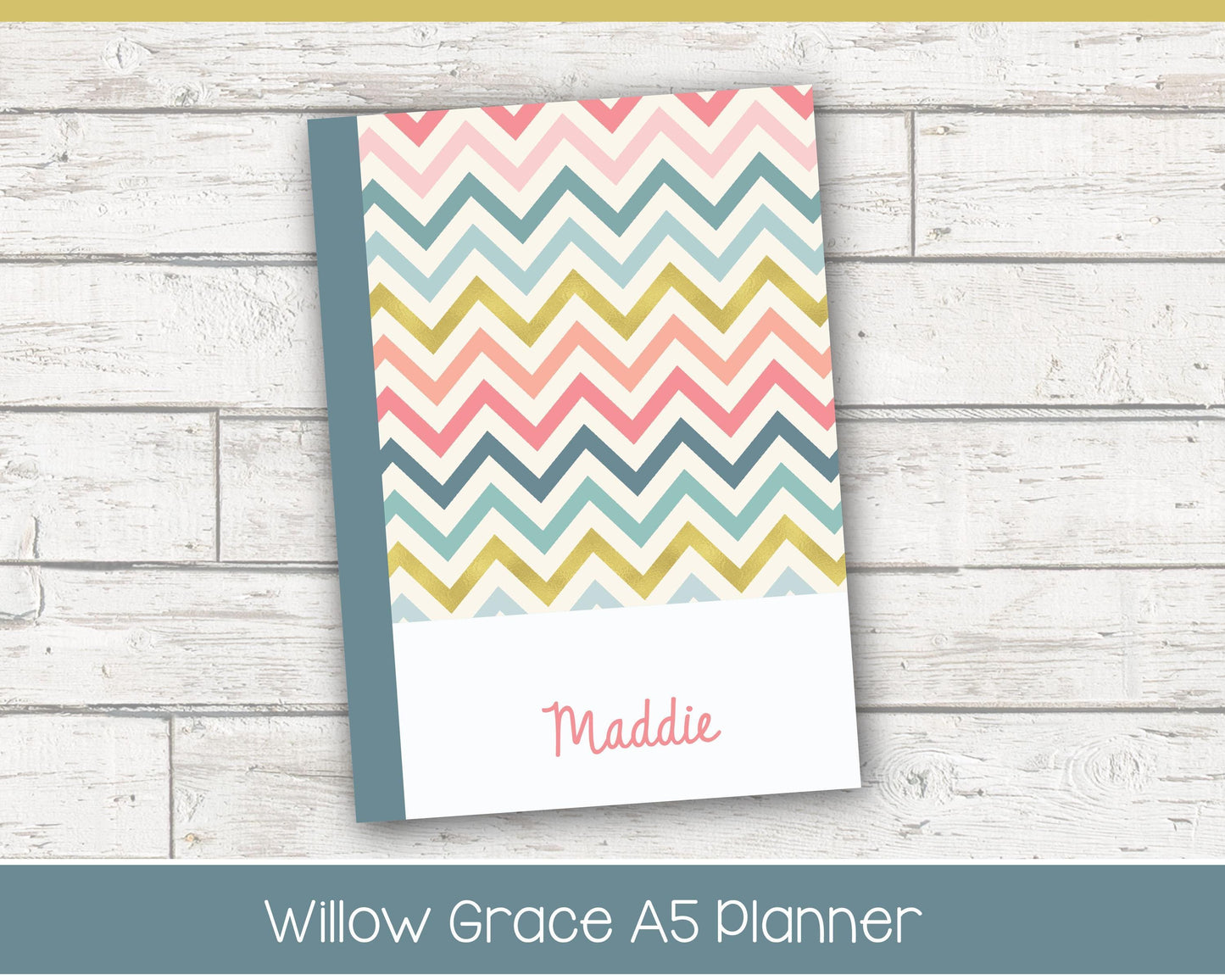 Weekly Personalized Planner | Horizontal Weekly Planner | Lined Layout | Chevron Rainbow