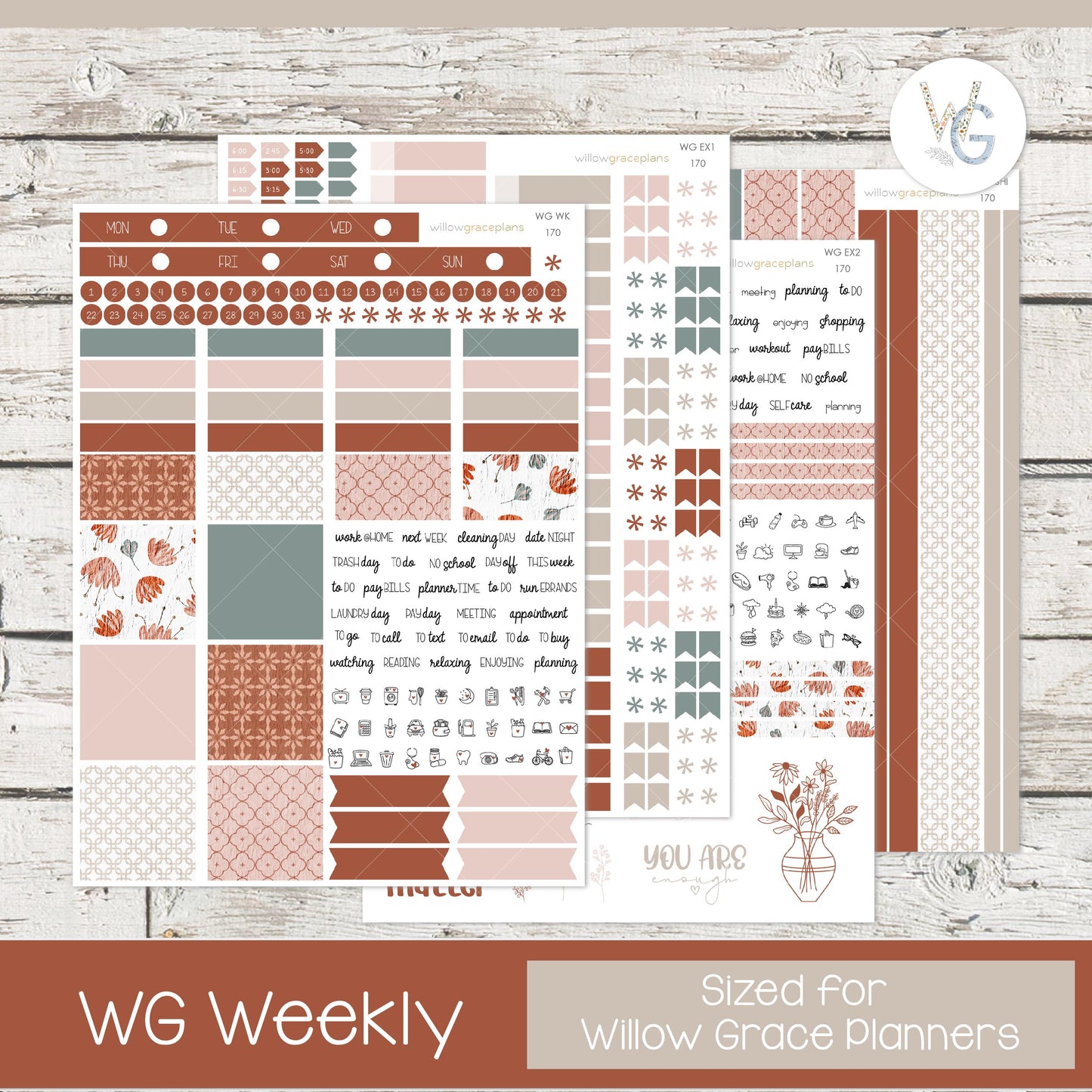 Willow Grace Planner Stickers - Weekly Planner Stickers | WGW-170