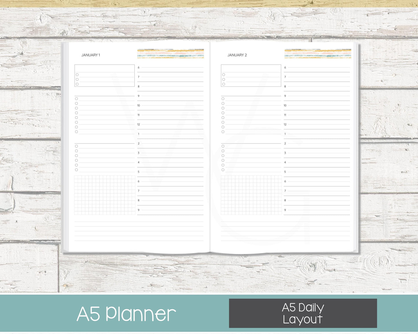 Complete Vertical Planner | Month, Week, Day Planner | Lined Layout | Reflections
